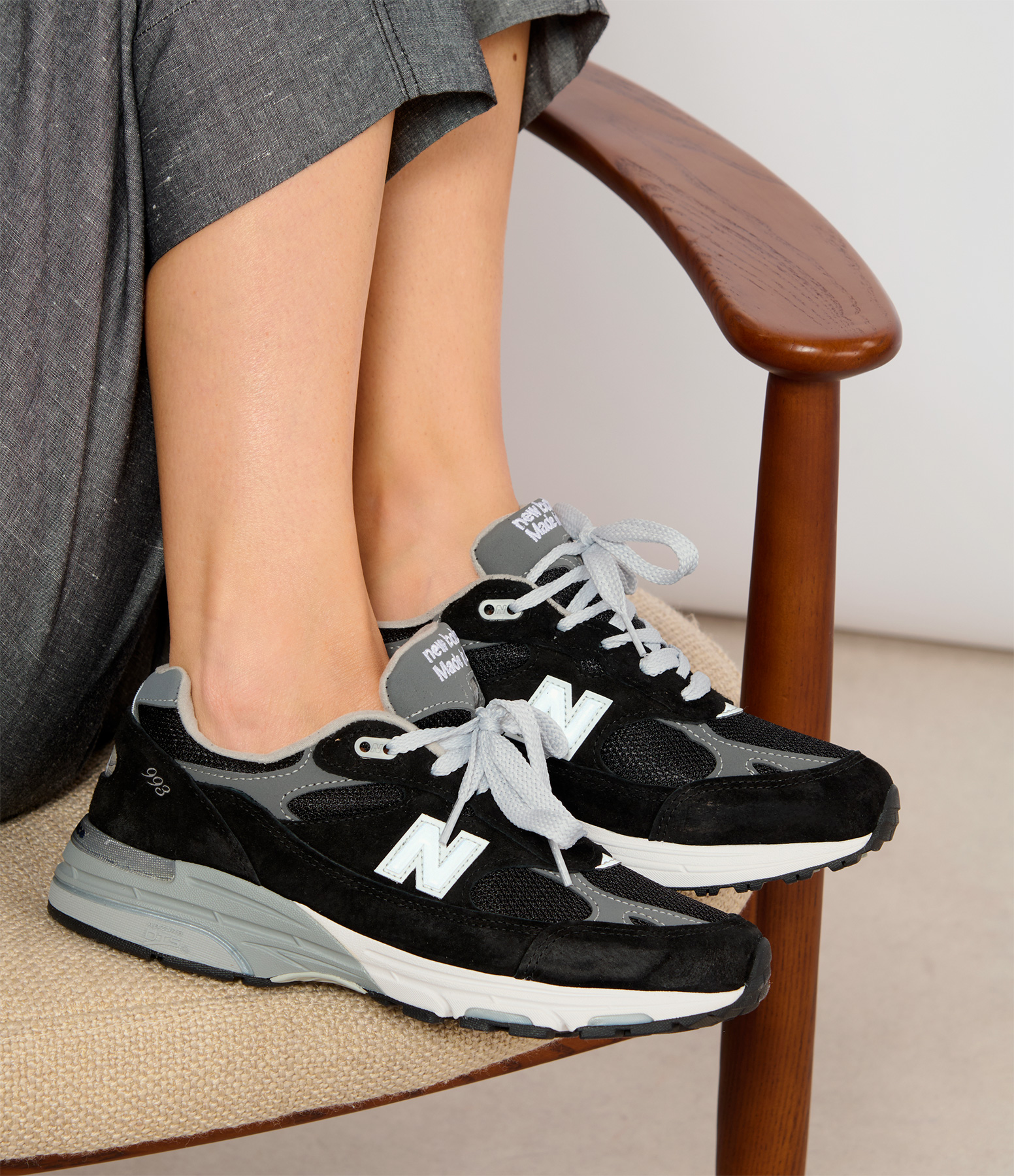 Black Leather 993 Trainers