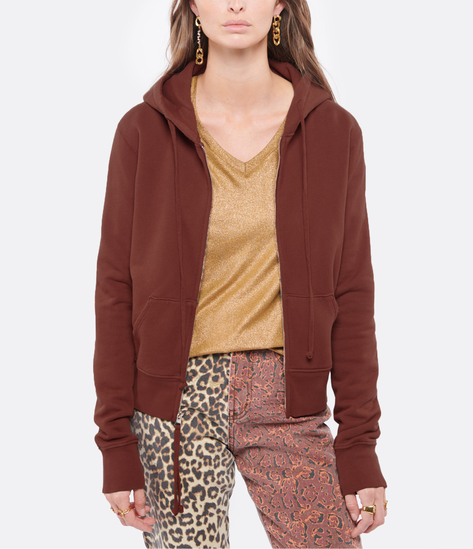 Callie Cotton Henna Zip-up Sweatshirt