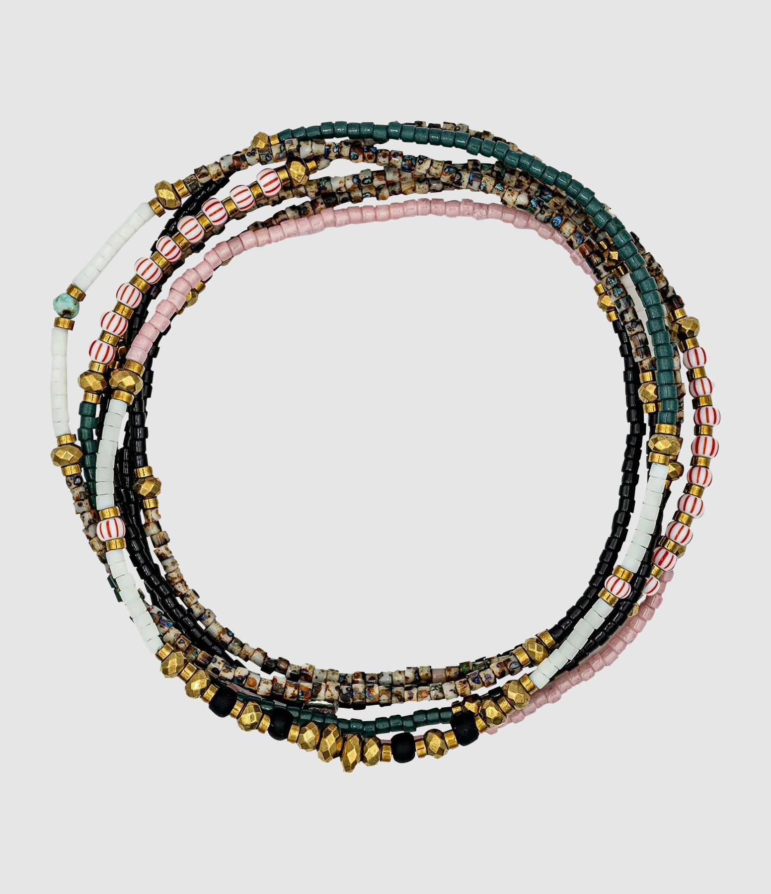 Nina Slim 6-Strand Necklace and Bracelet, Multicoloured, 103 cm