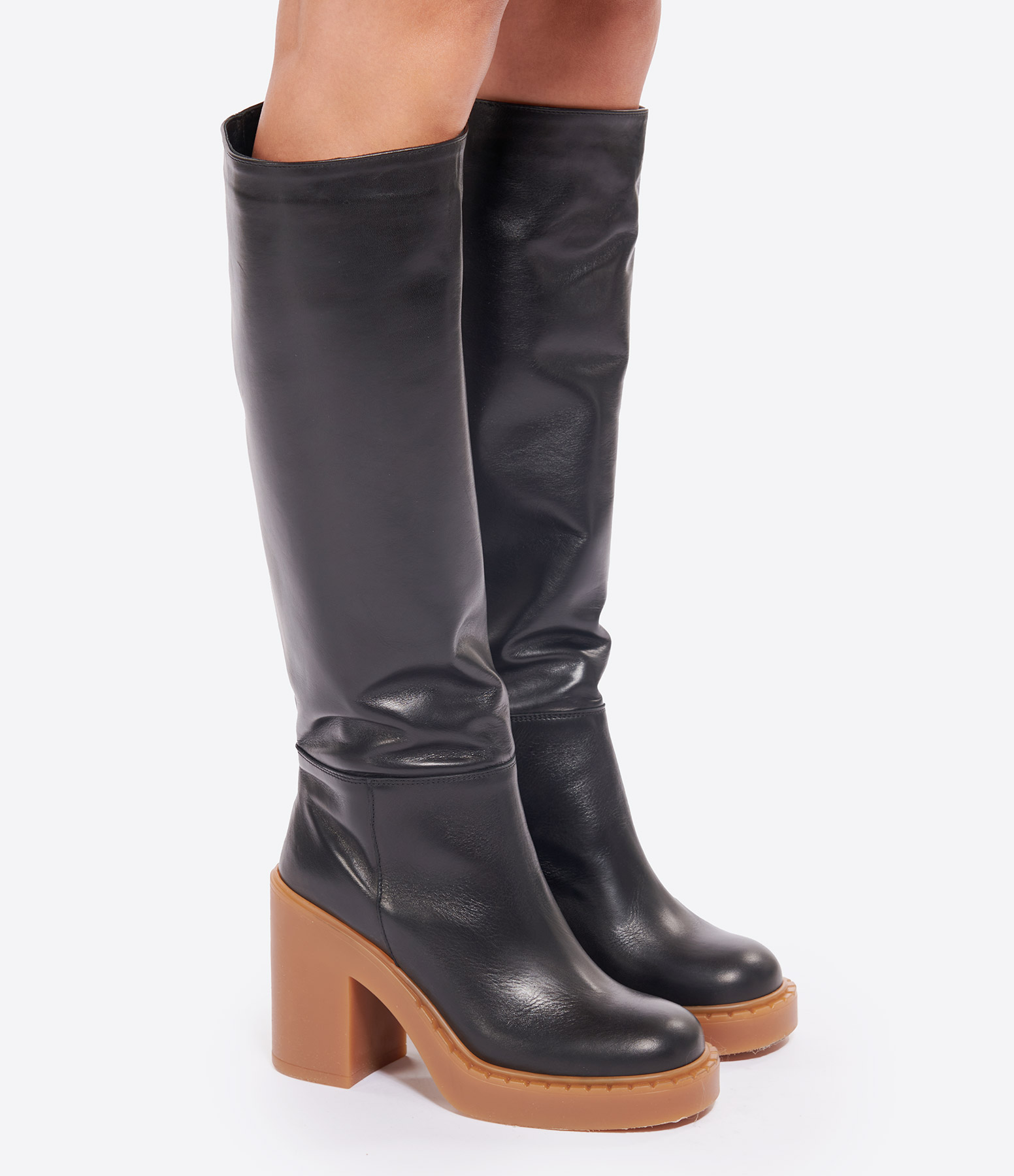 Barbara Black Leather Boots