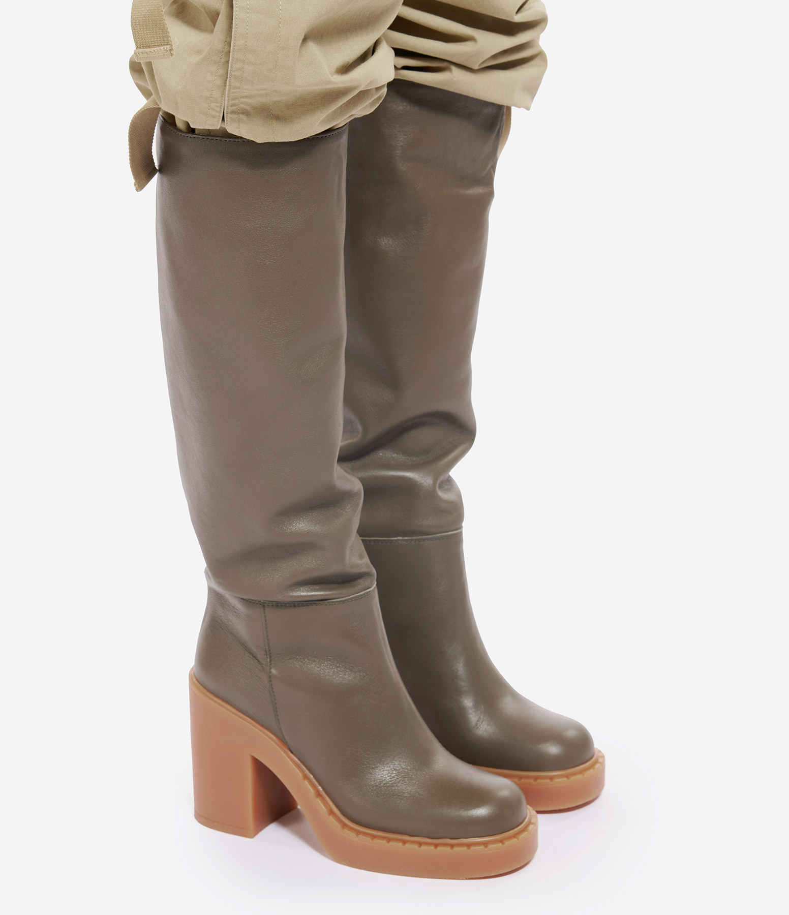 Barbara Olive Leather Boots