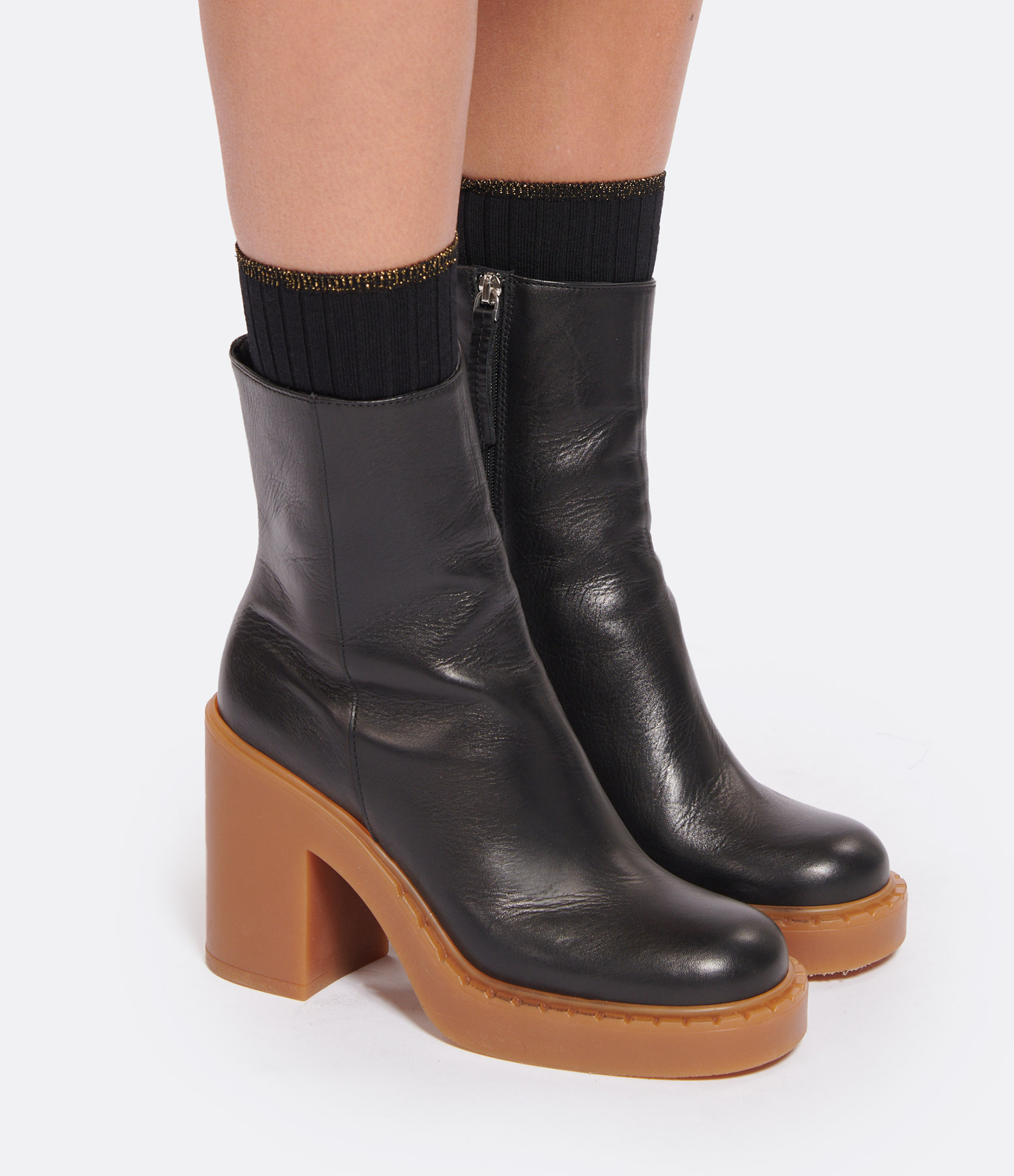 Brigitte Black Leather Boots