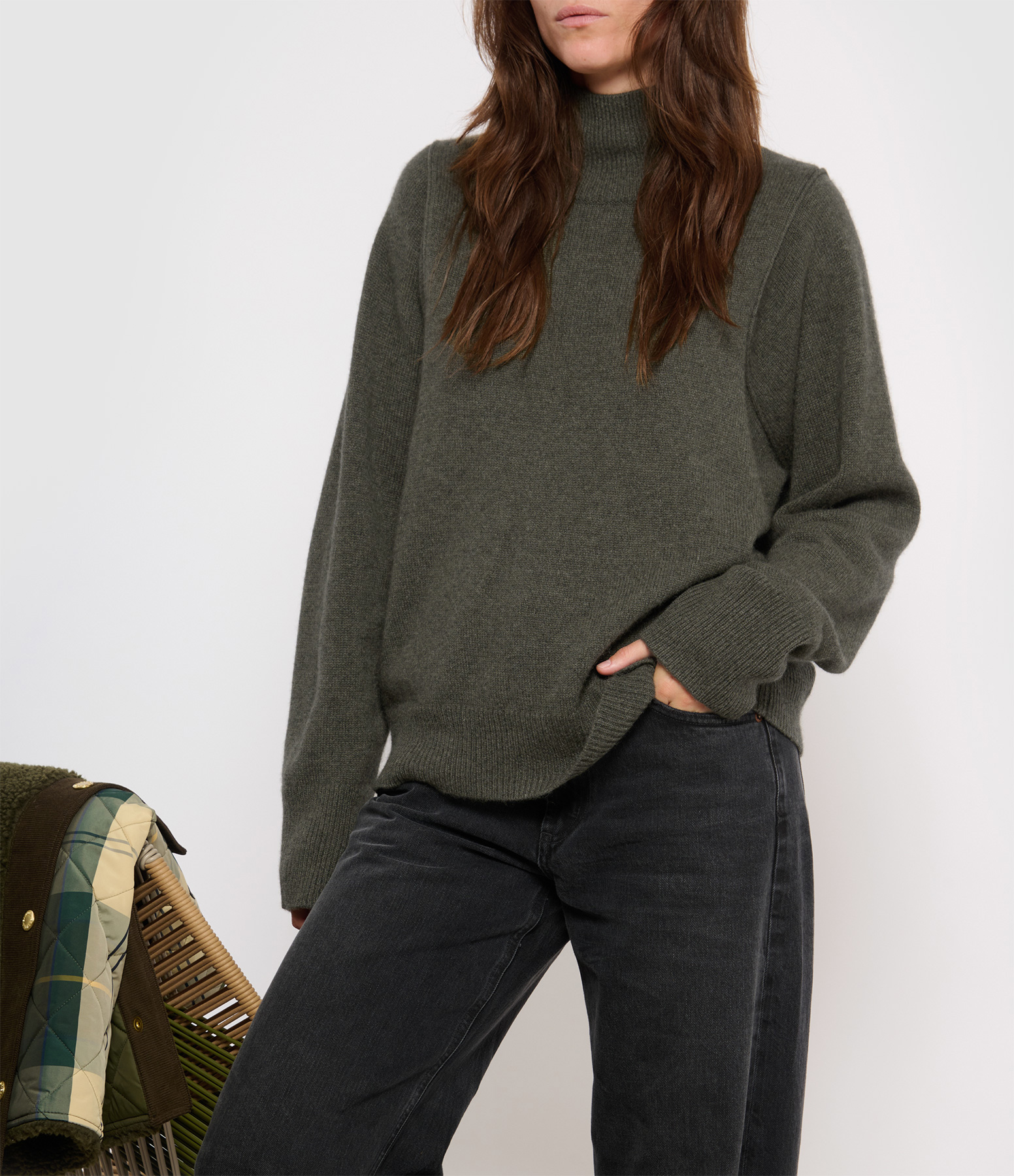 Vekina Roll-Neck Cashmere Jumper – Ash