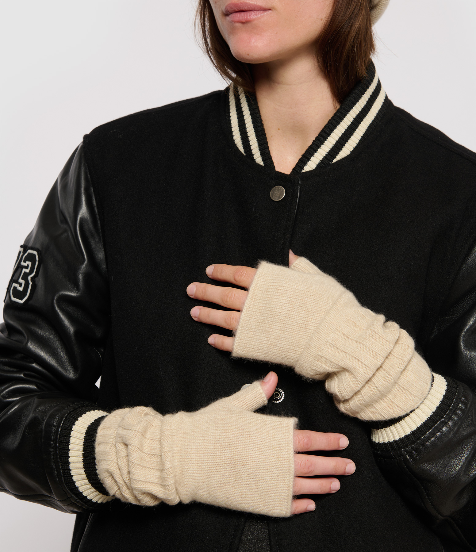 Alexine Marled Beige Cashmere Mittens