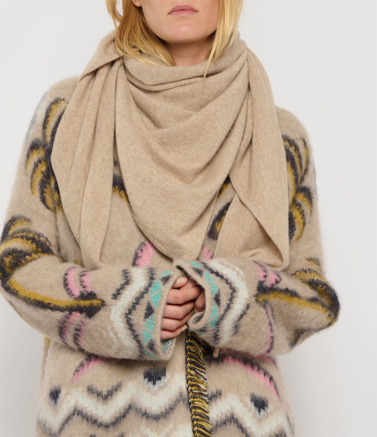 Eléonore Triangle Scarf in Smoky Earth Cashmere