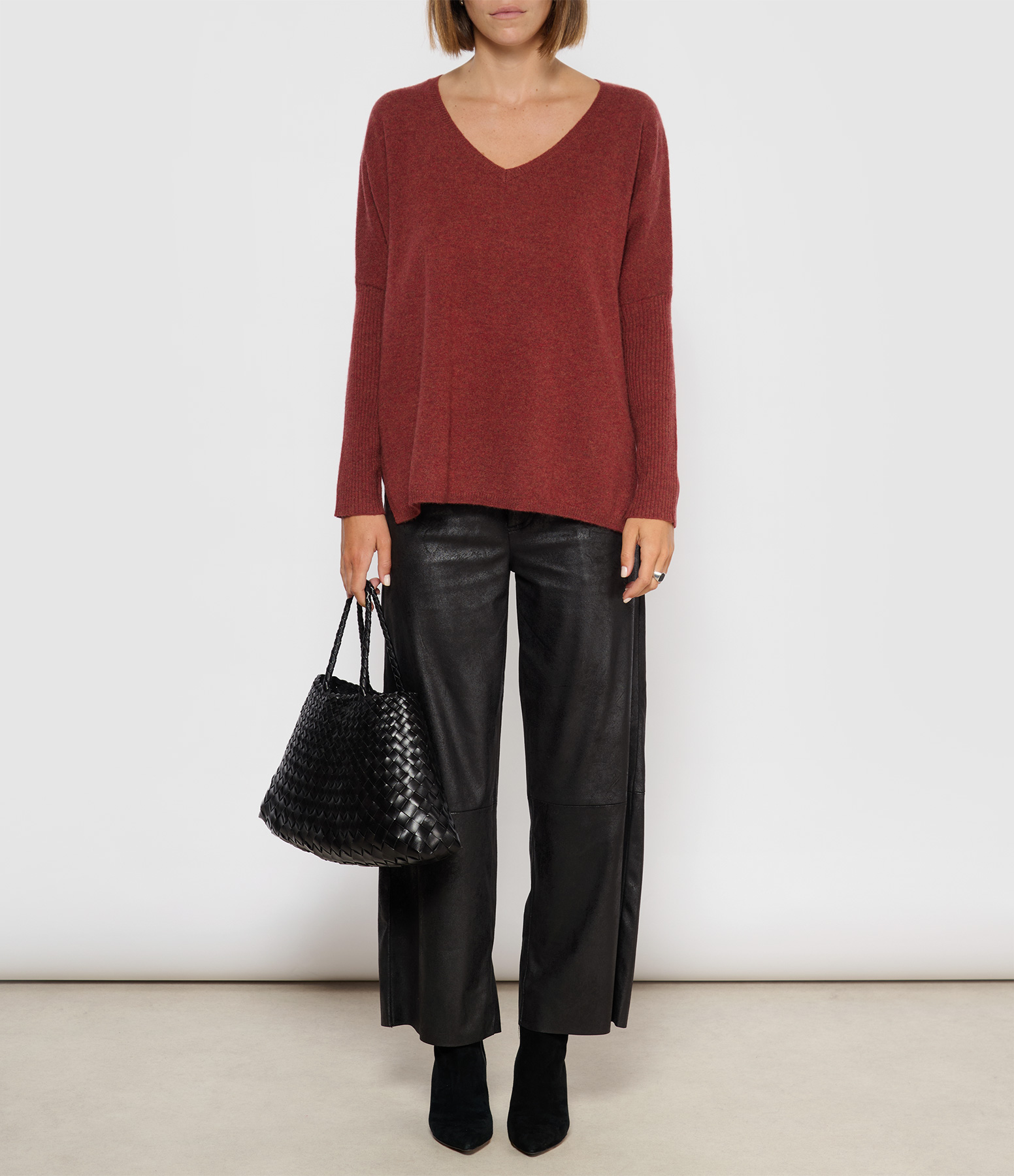 Faustine V-neck Cashmere Poncho Jumper in Burnt