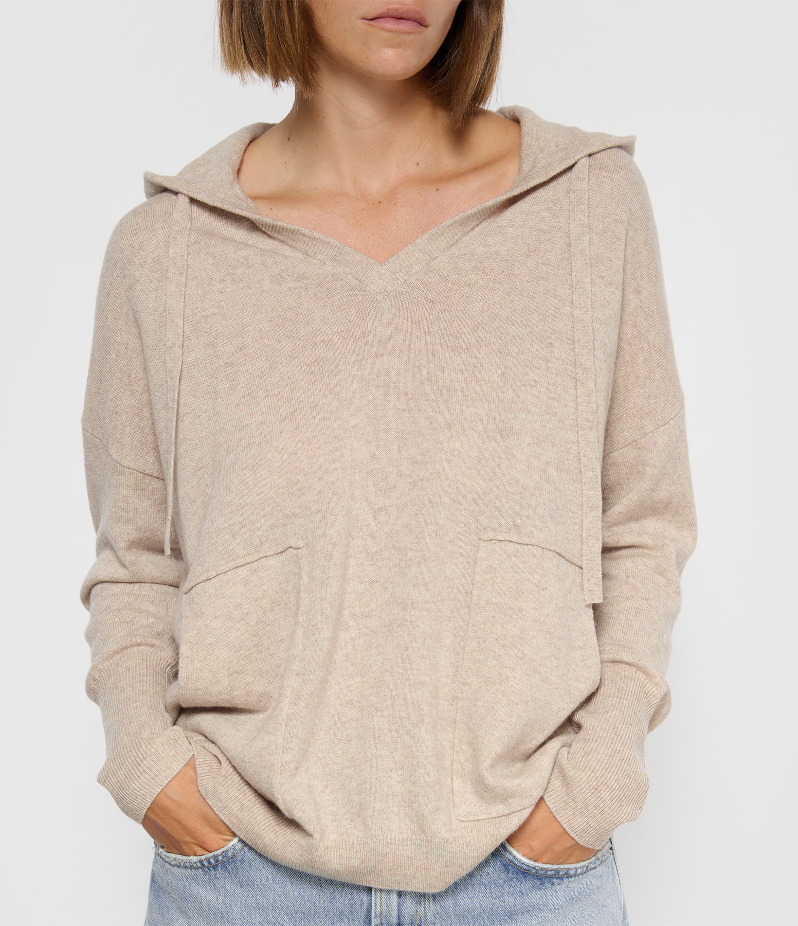 Gema Hooded Cashmere Jumper in Sandstone