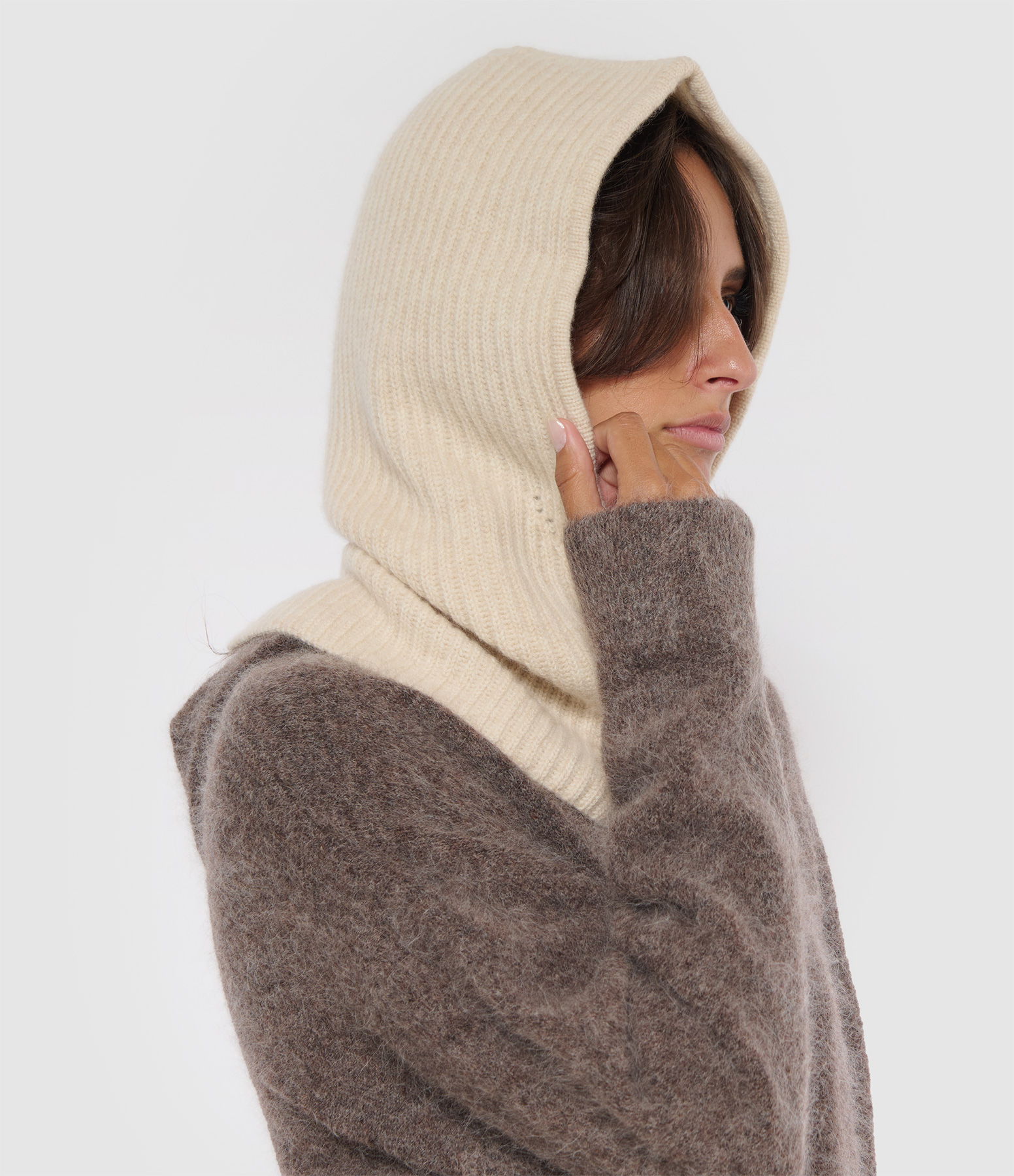 Lita Beige Cashmere Balaclava, China