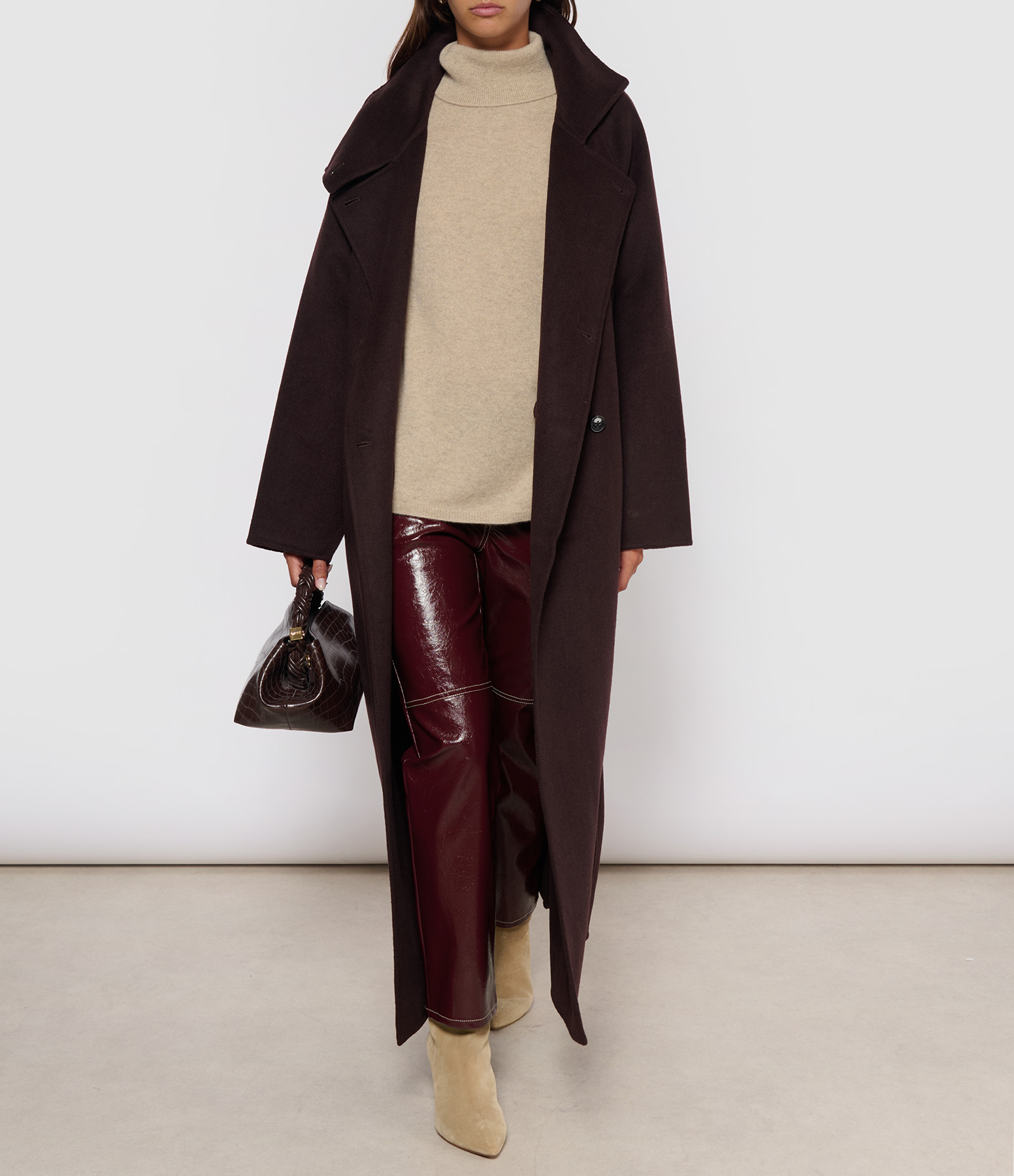 Margareth Cashmere Sandstone Roll-Neck Poncho Jumper