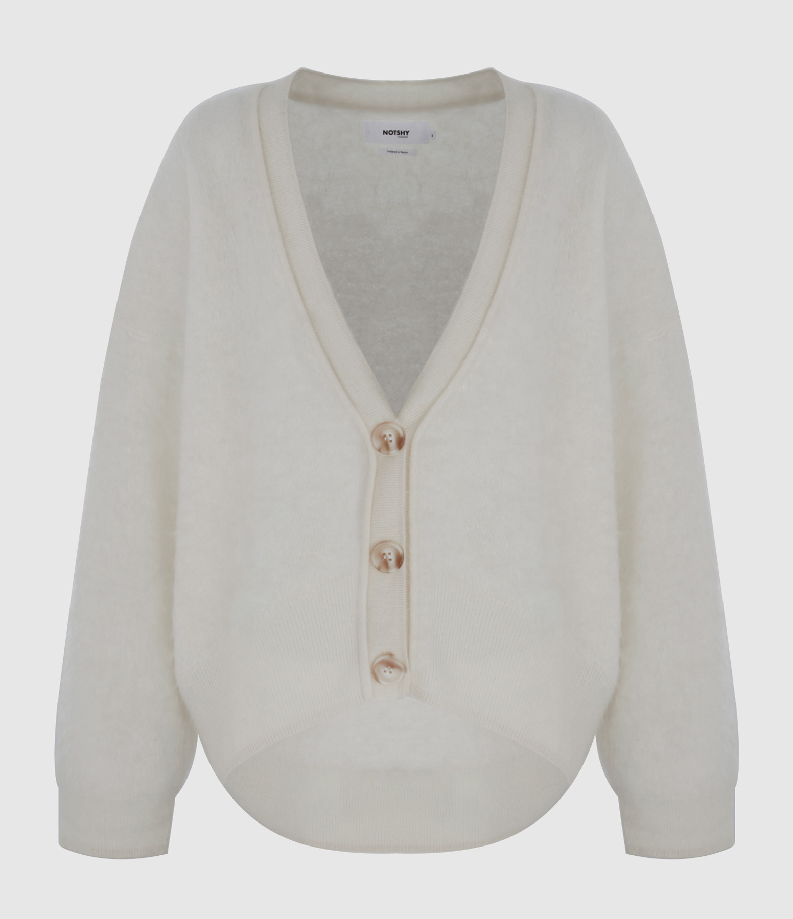 Lee Ecru Cashmere Button-Up Cardigan