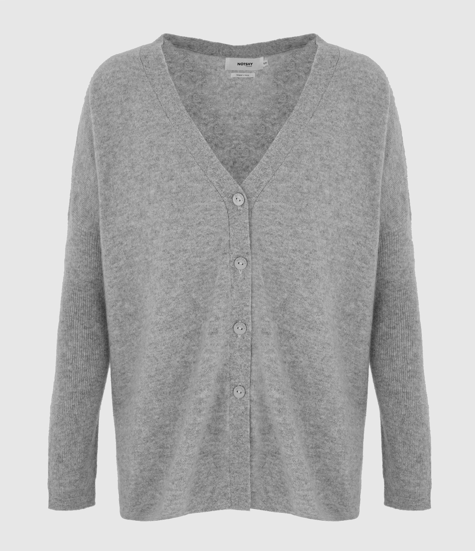 Alicia V-neck Cashmere Cardigan in Mottled Grey