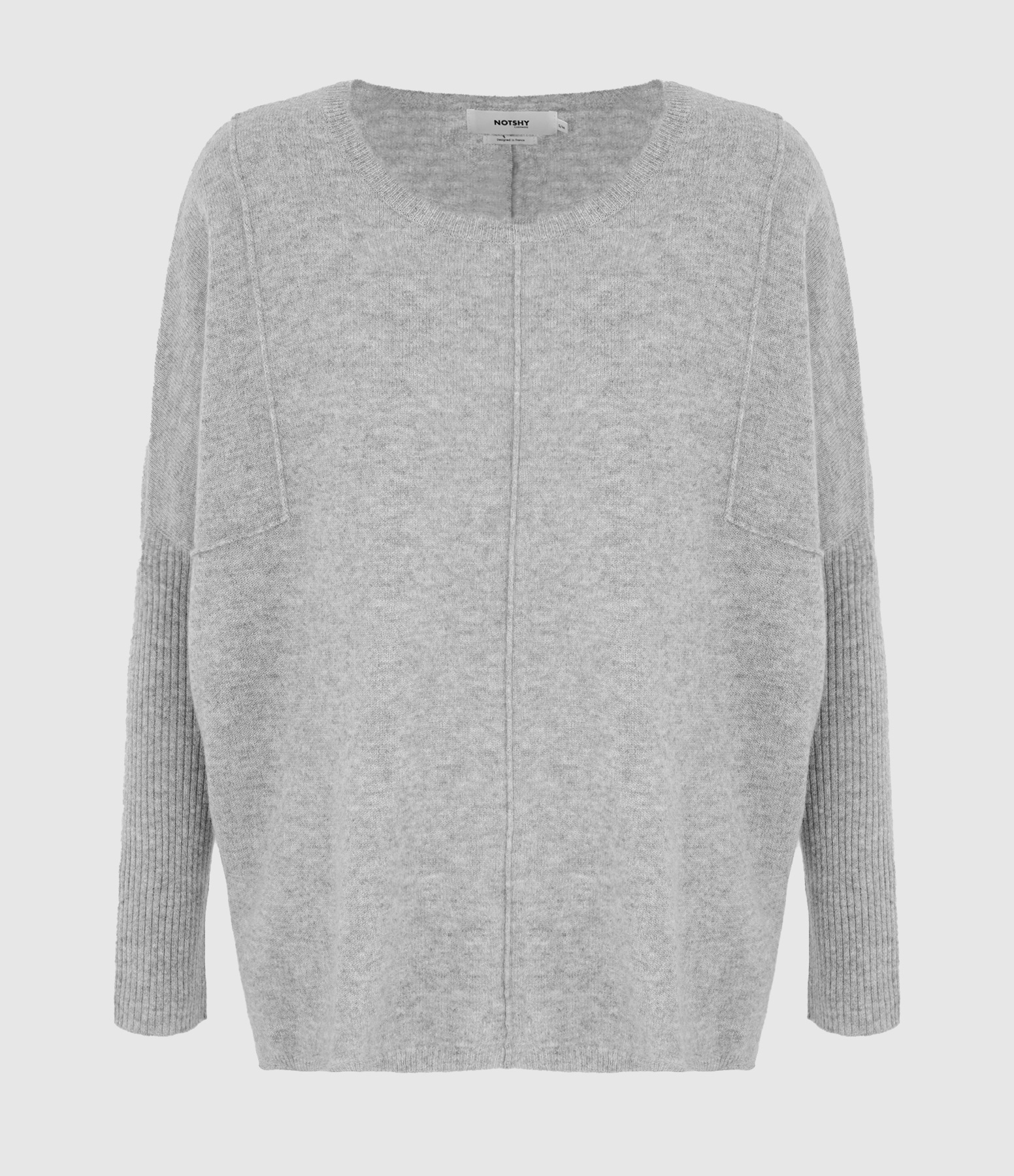Bourna Poncho Round-Neck Cashmere Jumper in Grey China
