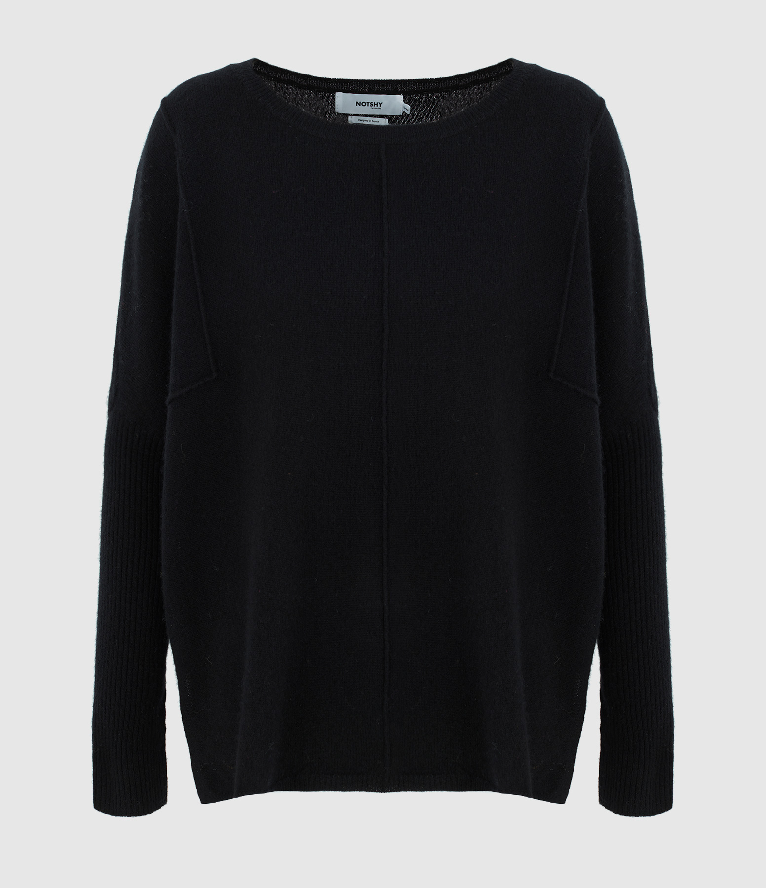 Bourna Round-Neck Cashmere Poncho Jumper – Black