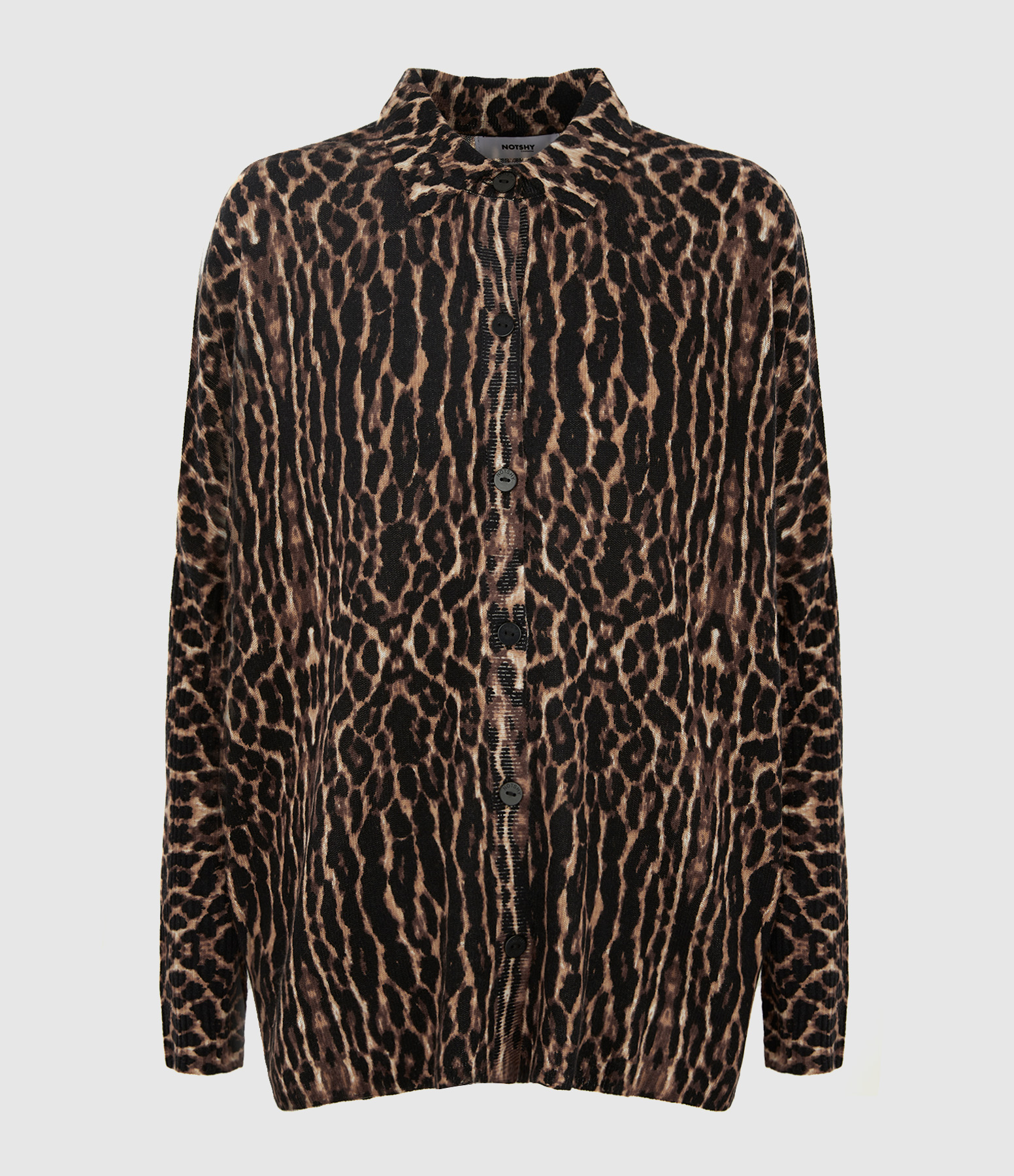 Lee Cashmere Leopard-Print Shirt-Style Jumper