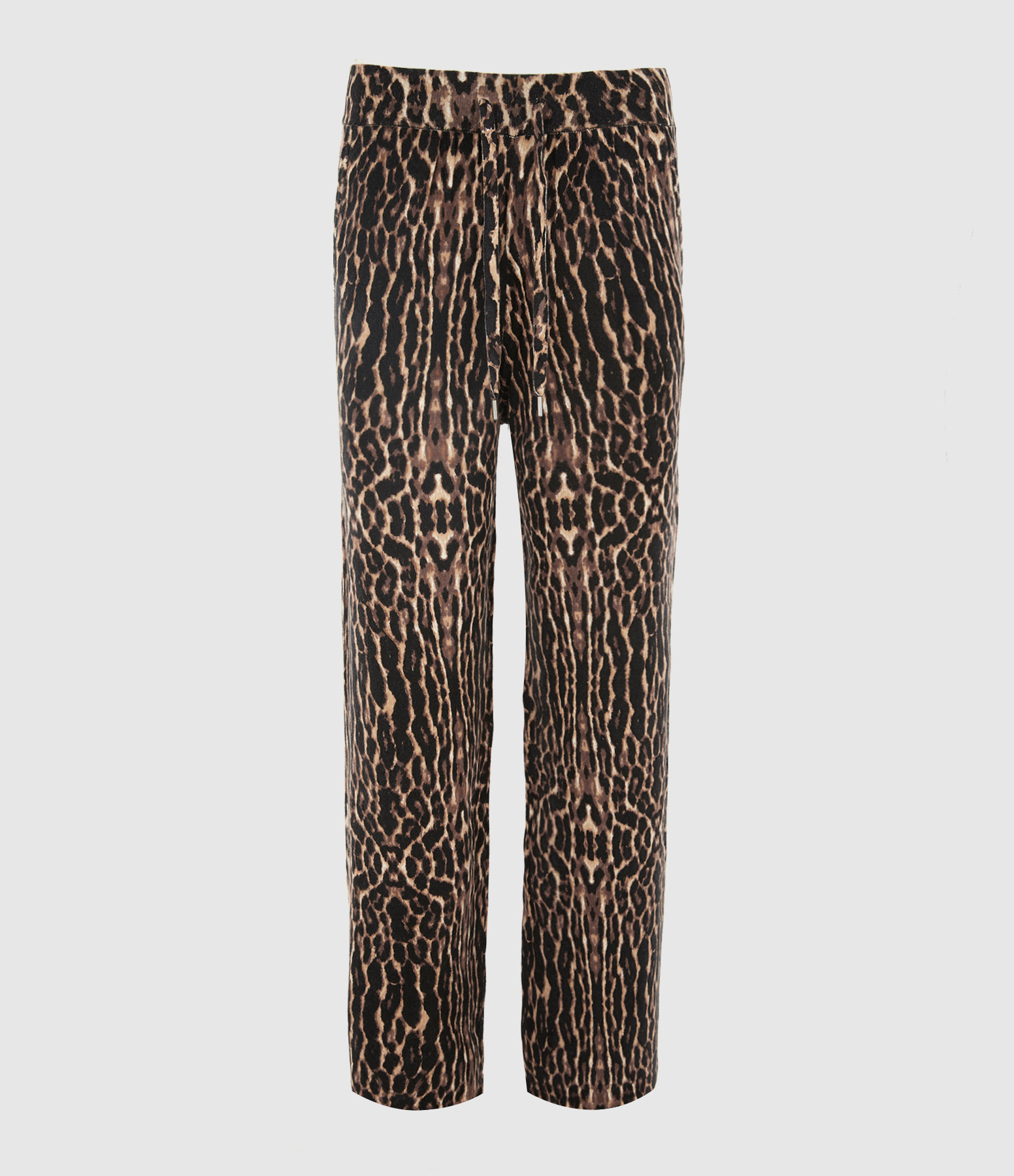 Laura Straight-Leg Leopard Print Cashmere Trousers