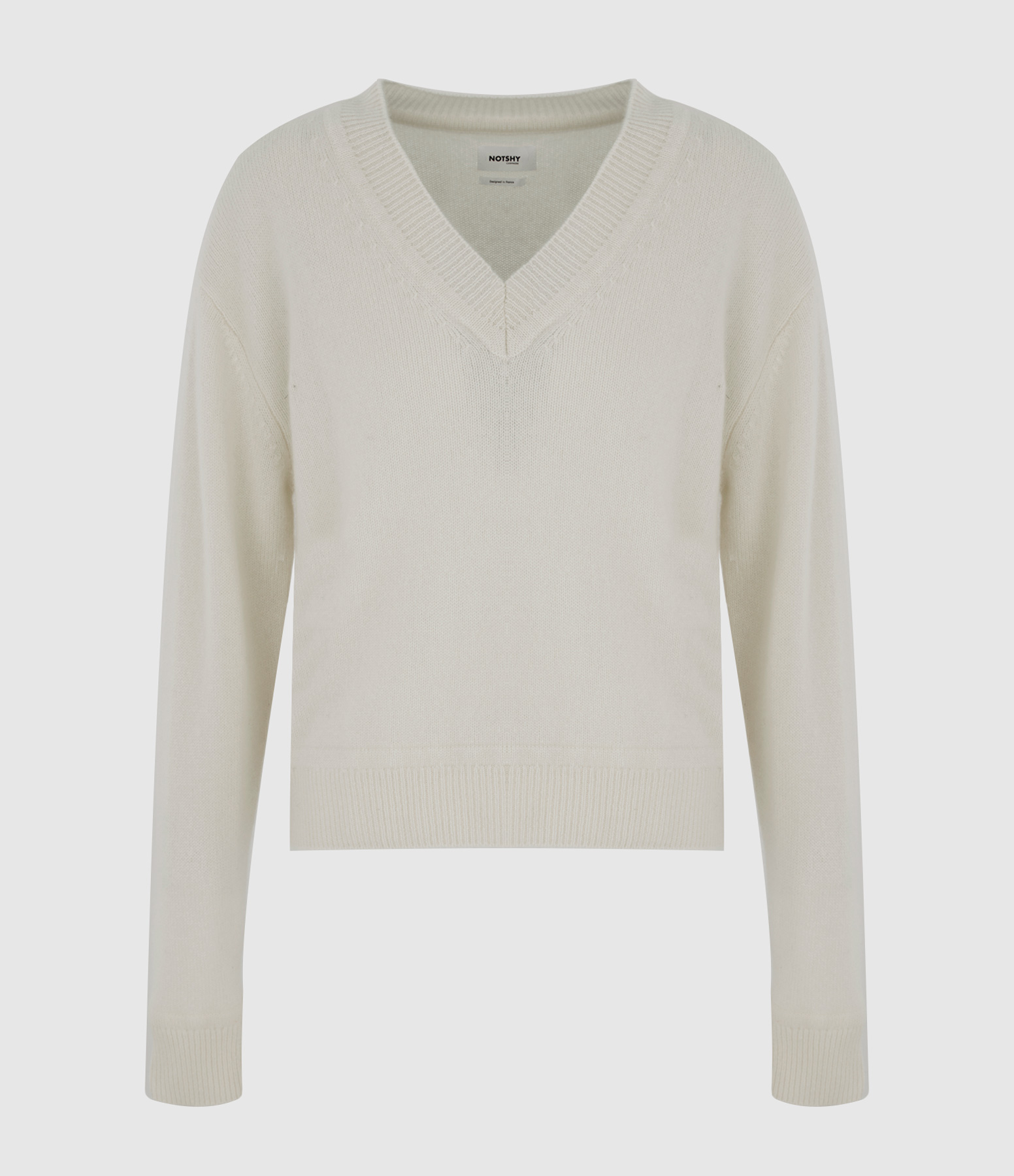 Themis V-neck Cashmere Jumper in Ecru