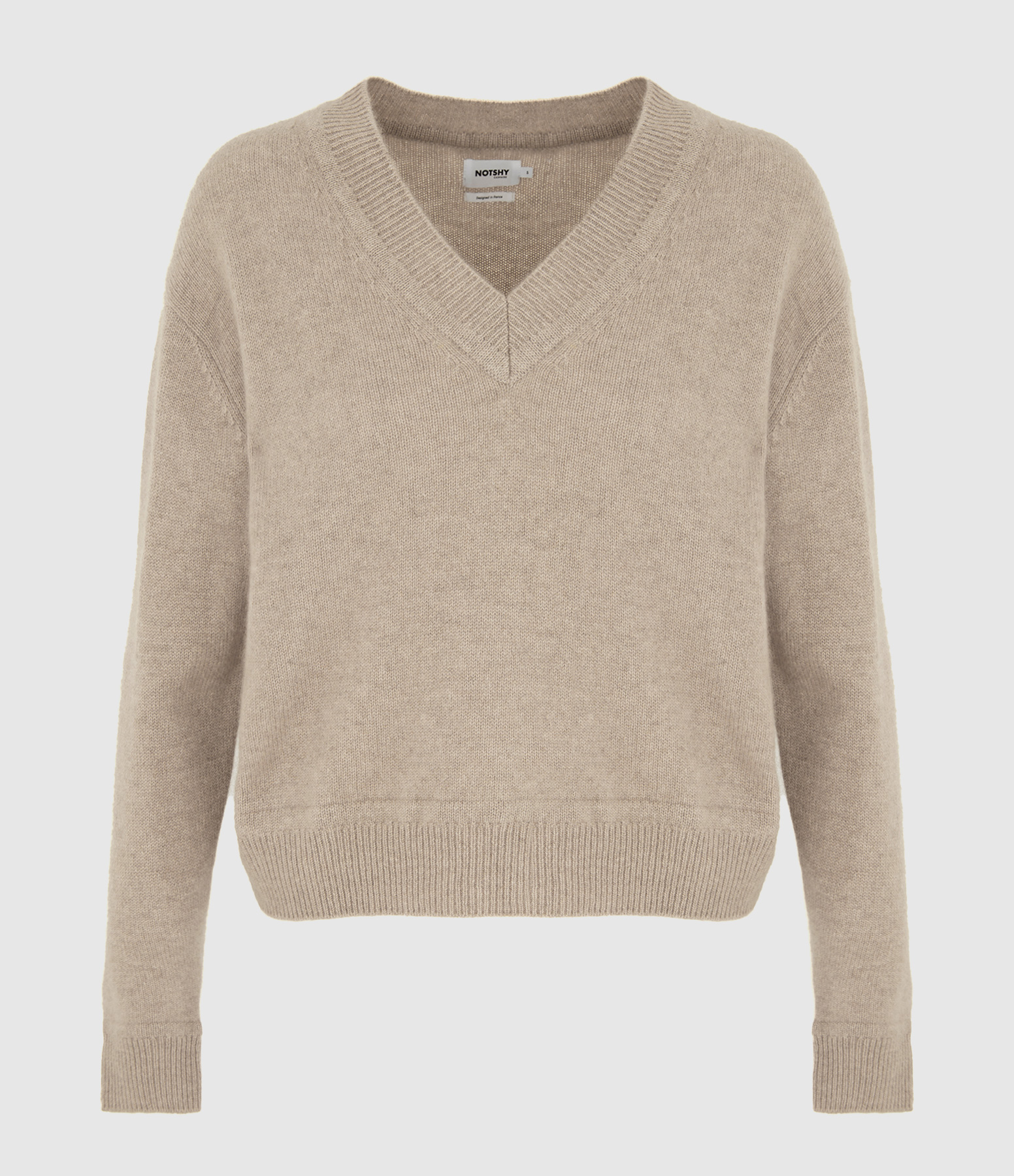 Themis V-neck Cashmere Jumper in Sandstone
