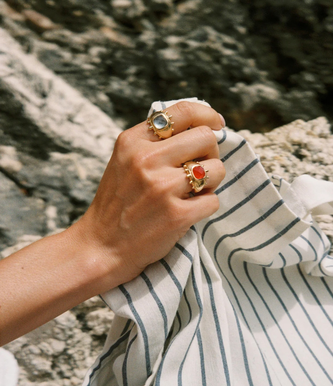Occulus Ruby Agate Gold-Plated Ring