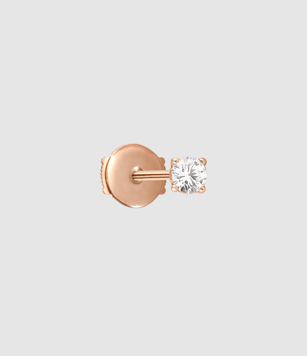 Valentine Stud Earring with Diamond, Rose Gold (sold individually)
