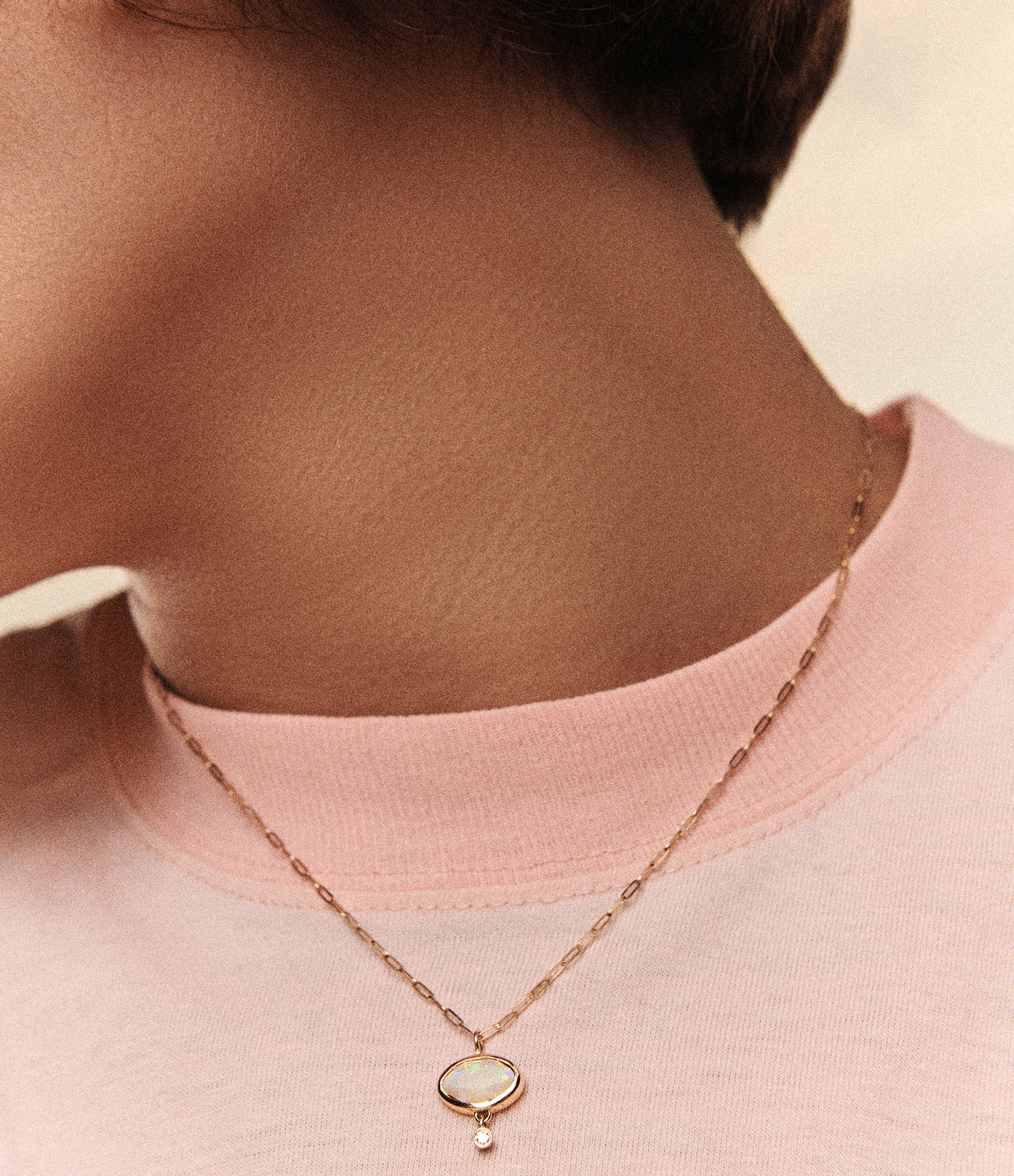 Yellow Gold Opal Necklace