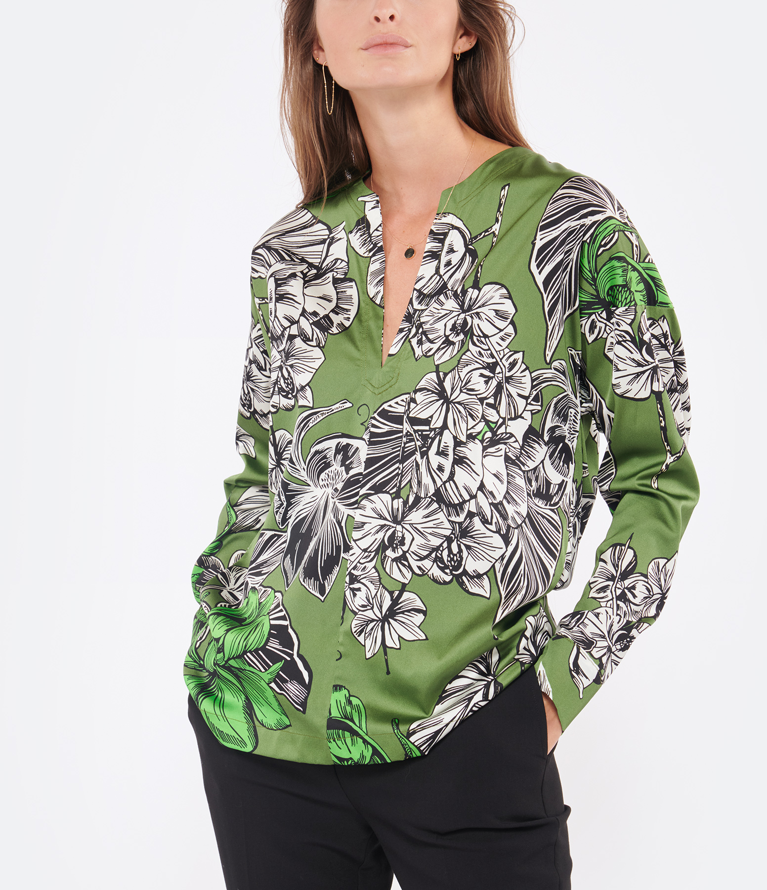 Lorenzo Green Silk Blouse