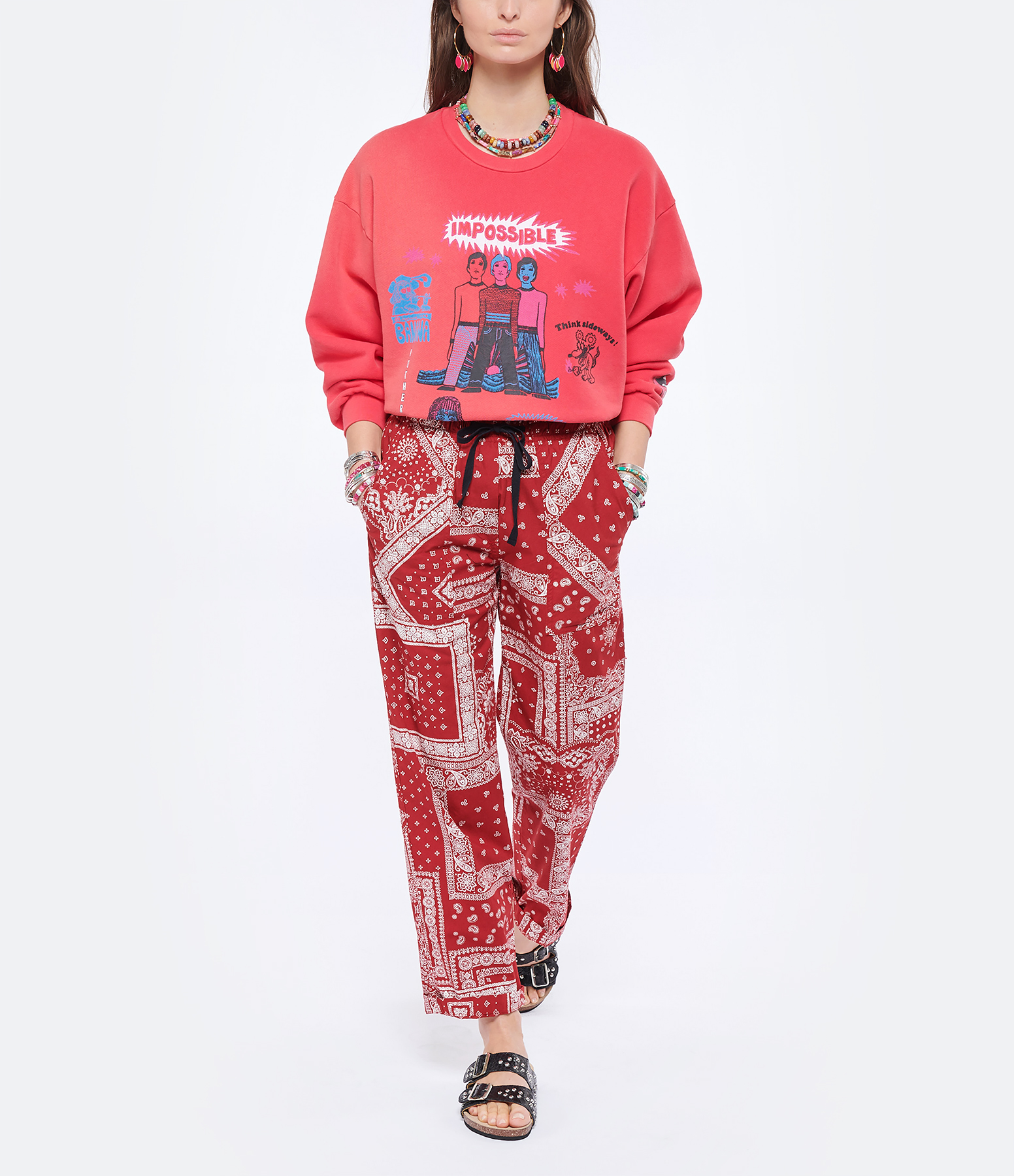 Red Bandana Capri Trousers