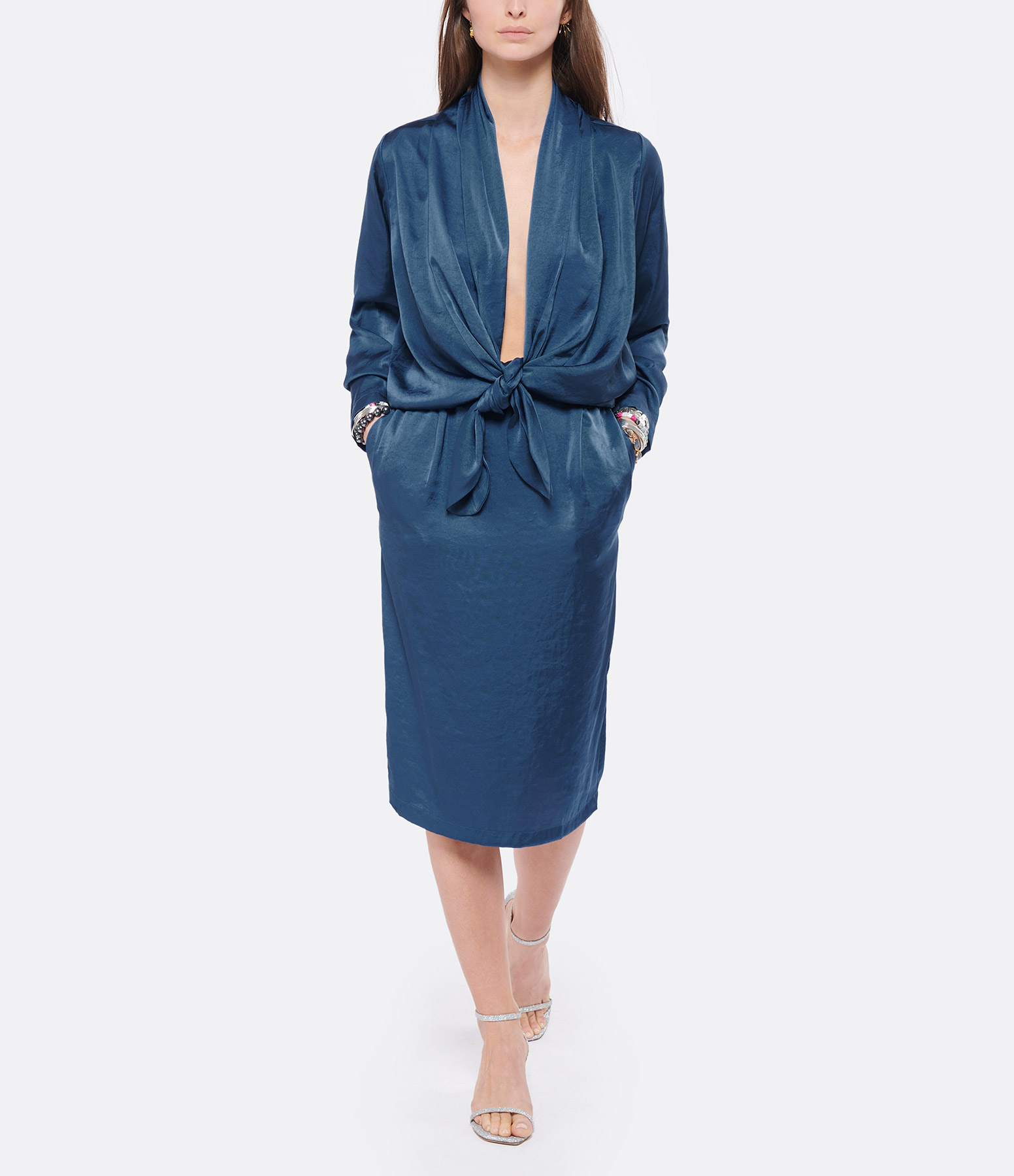 Betty Dress in Stone Blue
