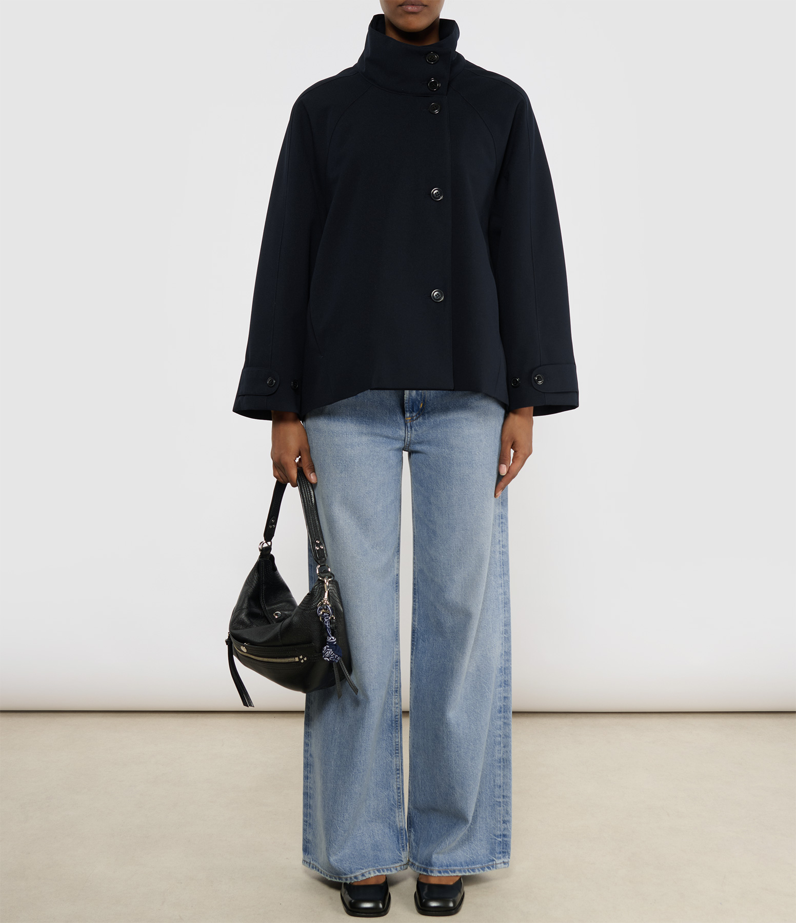 Loredana Superfine Drill Coat in Navy Blue