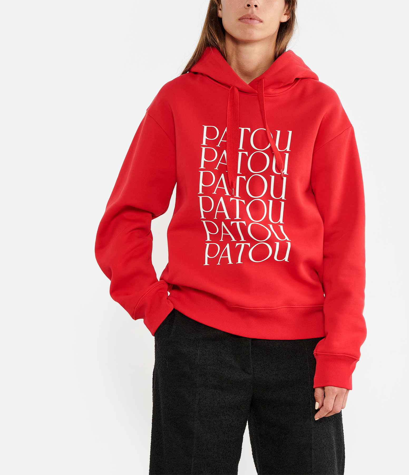 Patou Red and White Hooded Sweatshirt