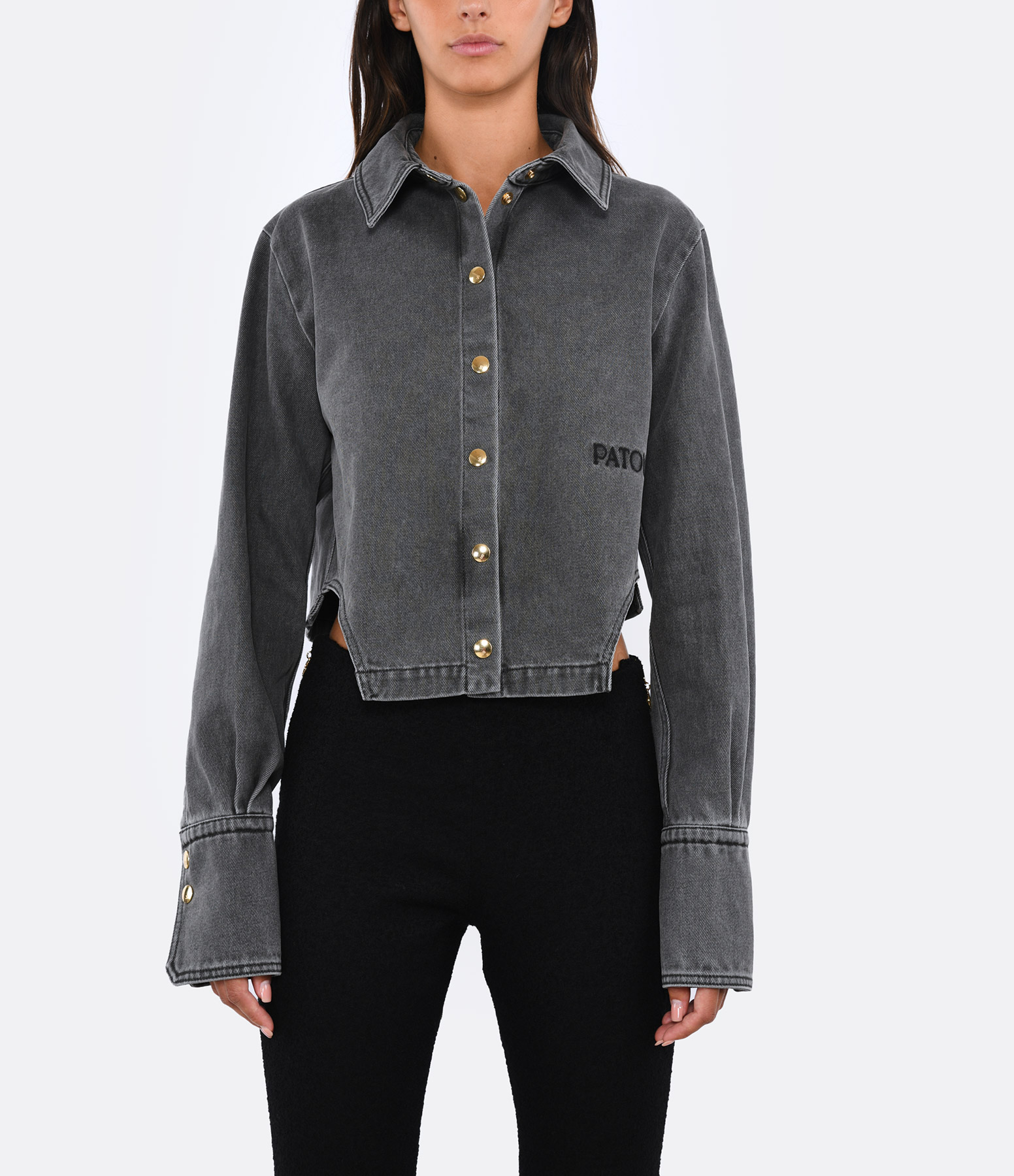 Anthracite Cut-Out Denim Shirt