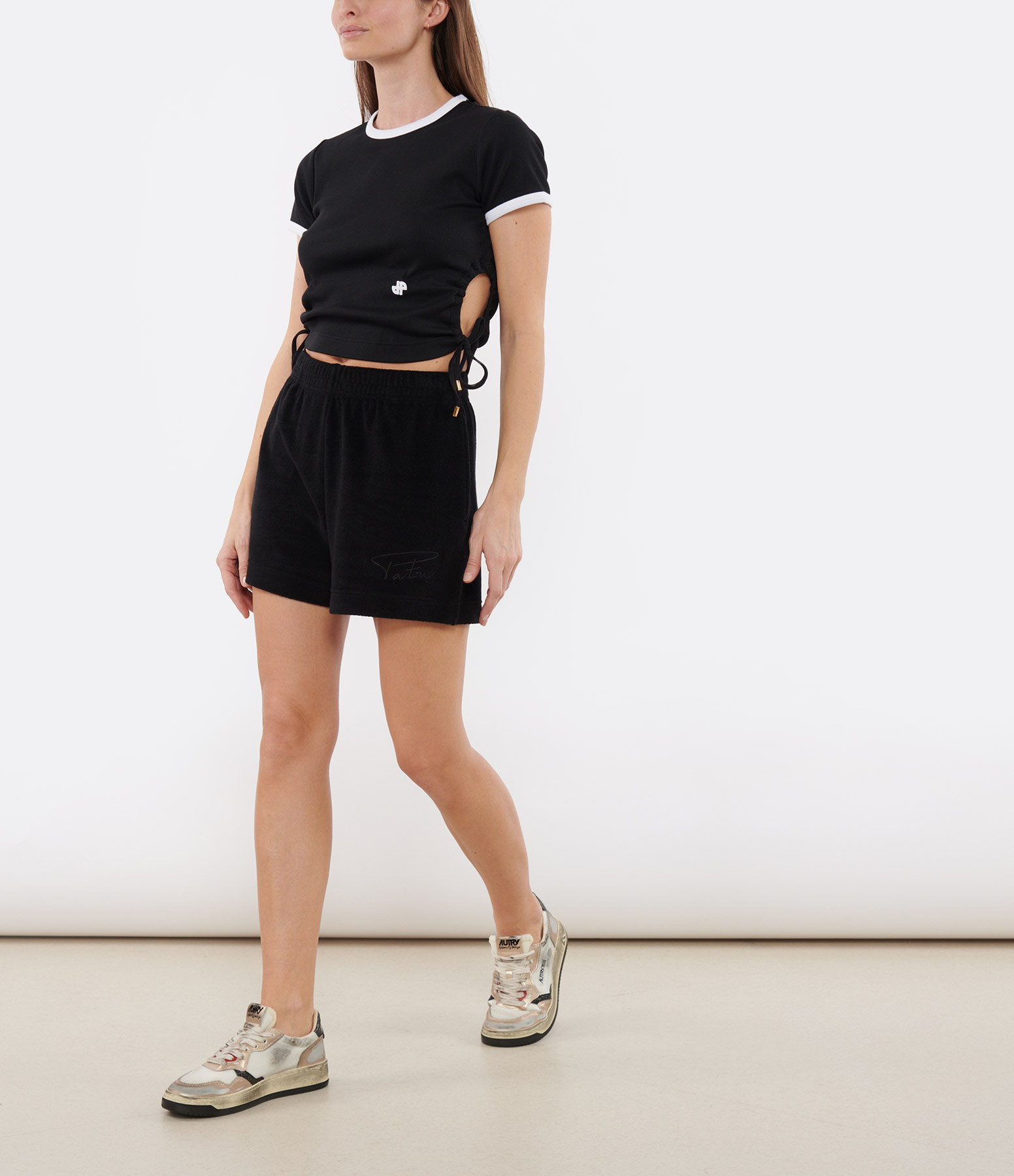 Black Terry Bubble Shorts