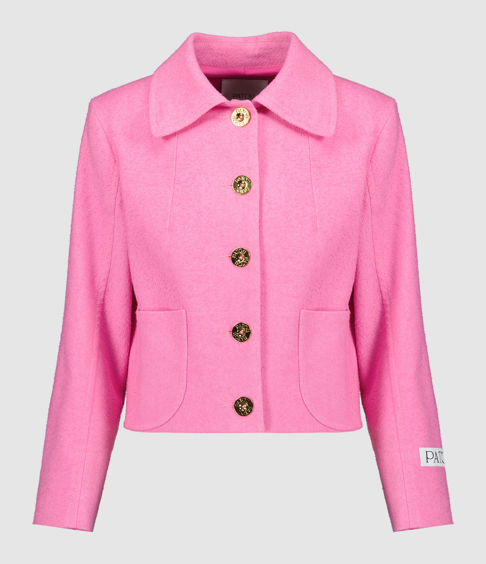 Short Cotton Tweed Jacket in Begonia Pink