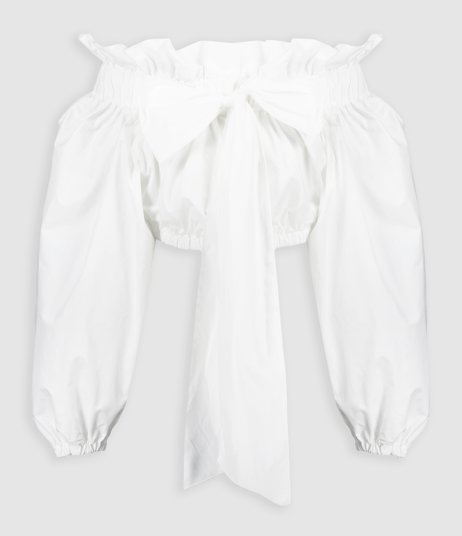 White Poplin Top with Puff Sleeves