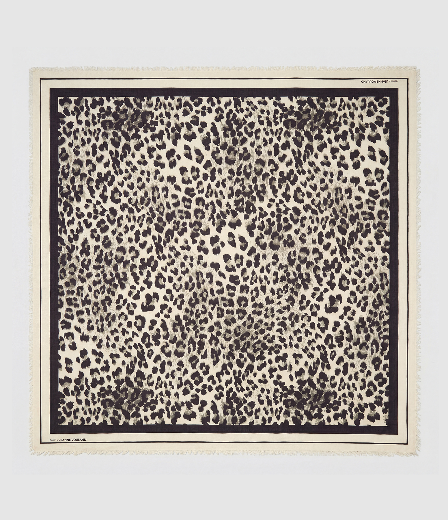 Nkika Cotton-Cashmere Leopard-Print Scarf, Jeanne Vouland x Destin Collaboration