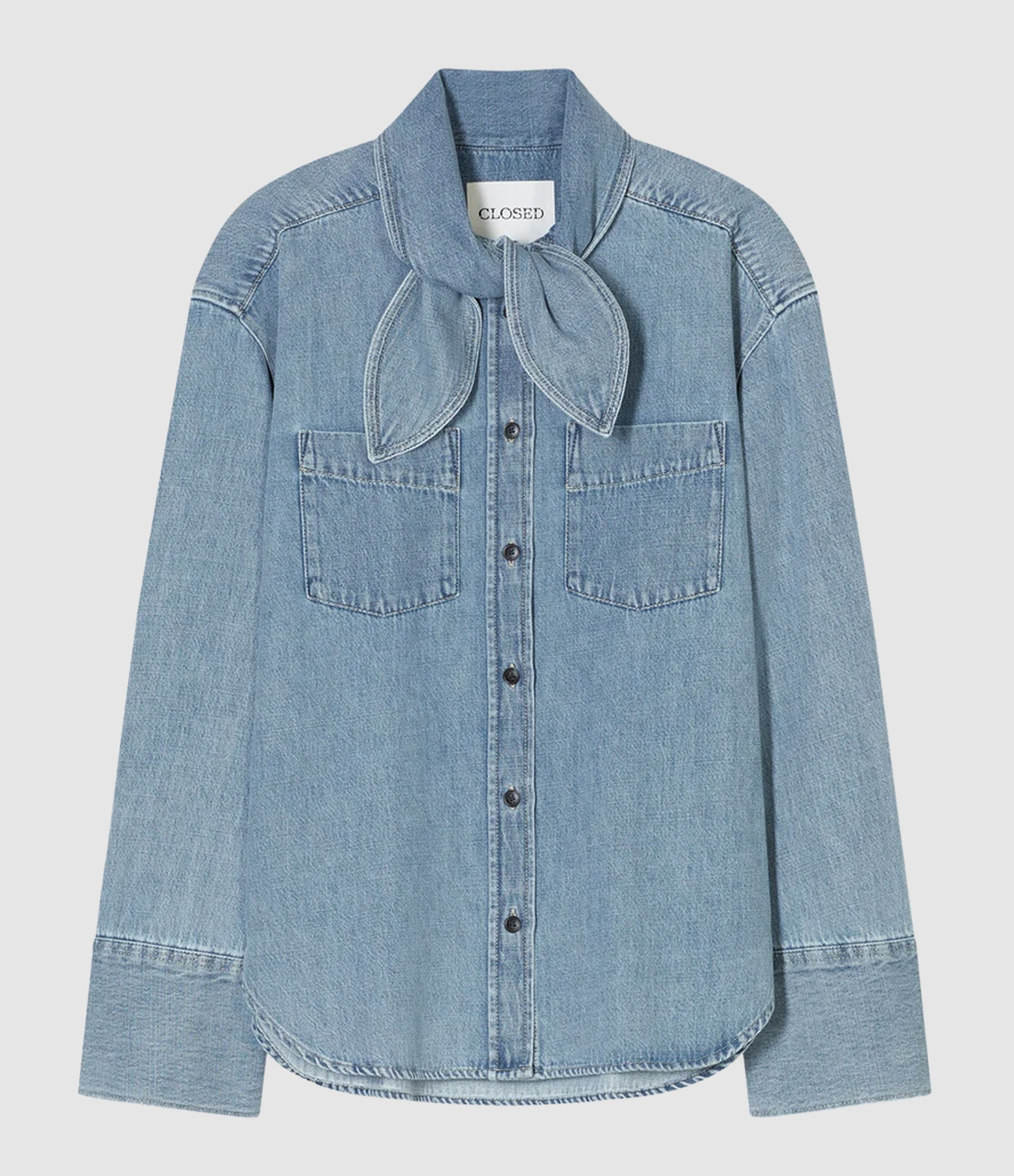 Light Blue Scarf Shirt