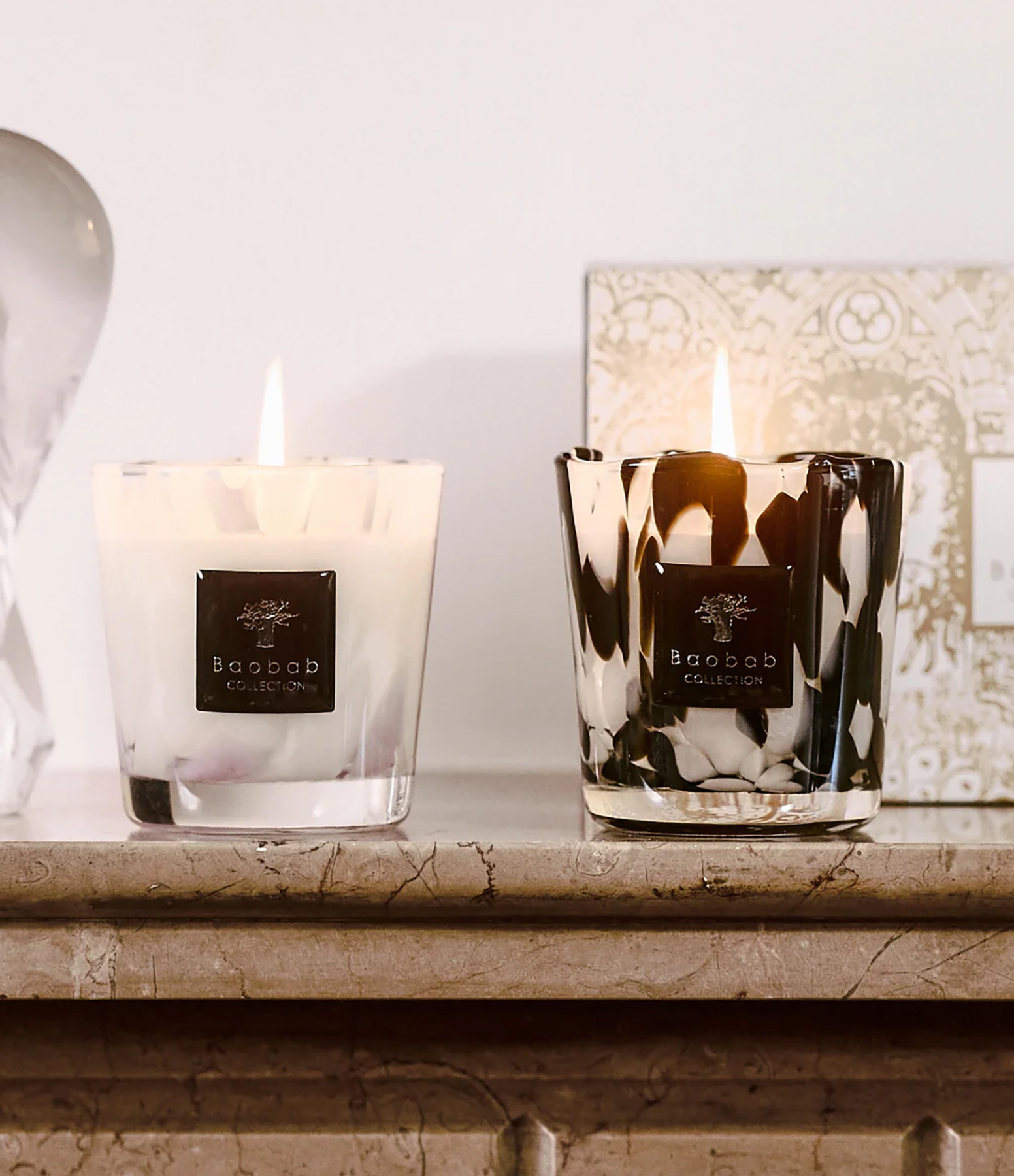 Black and White Pearls Candle Set