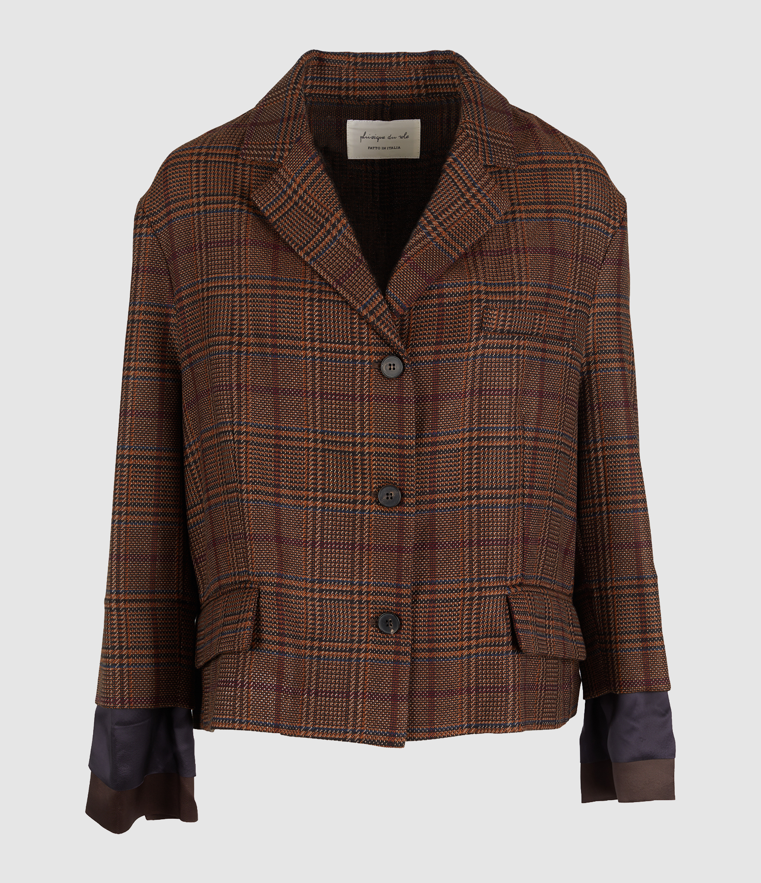 Boxy Blazer in Twisted Tartan Wine