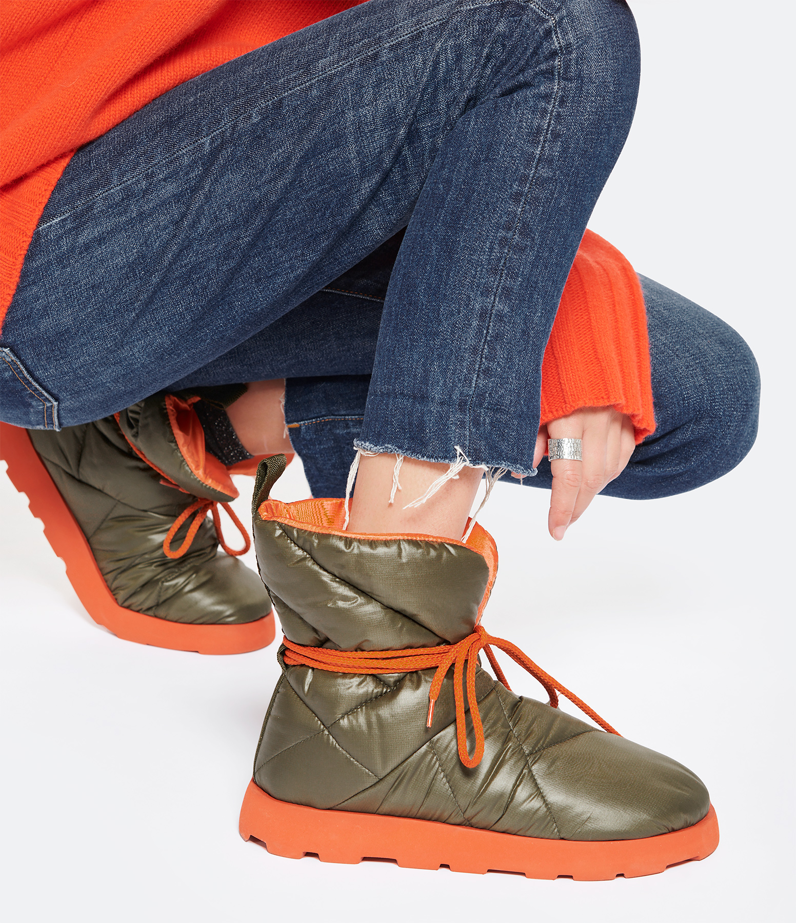 Laccio Military Orange Ankle Boots