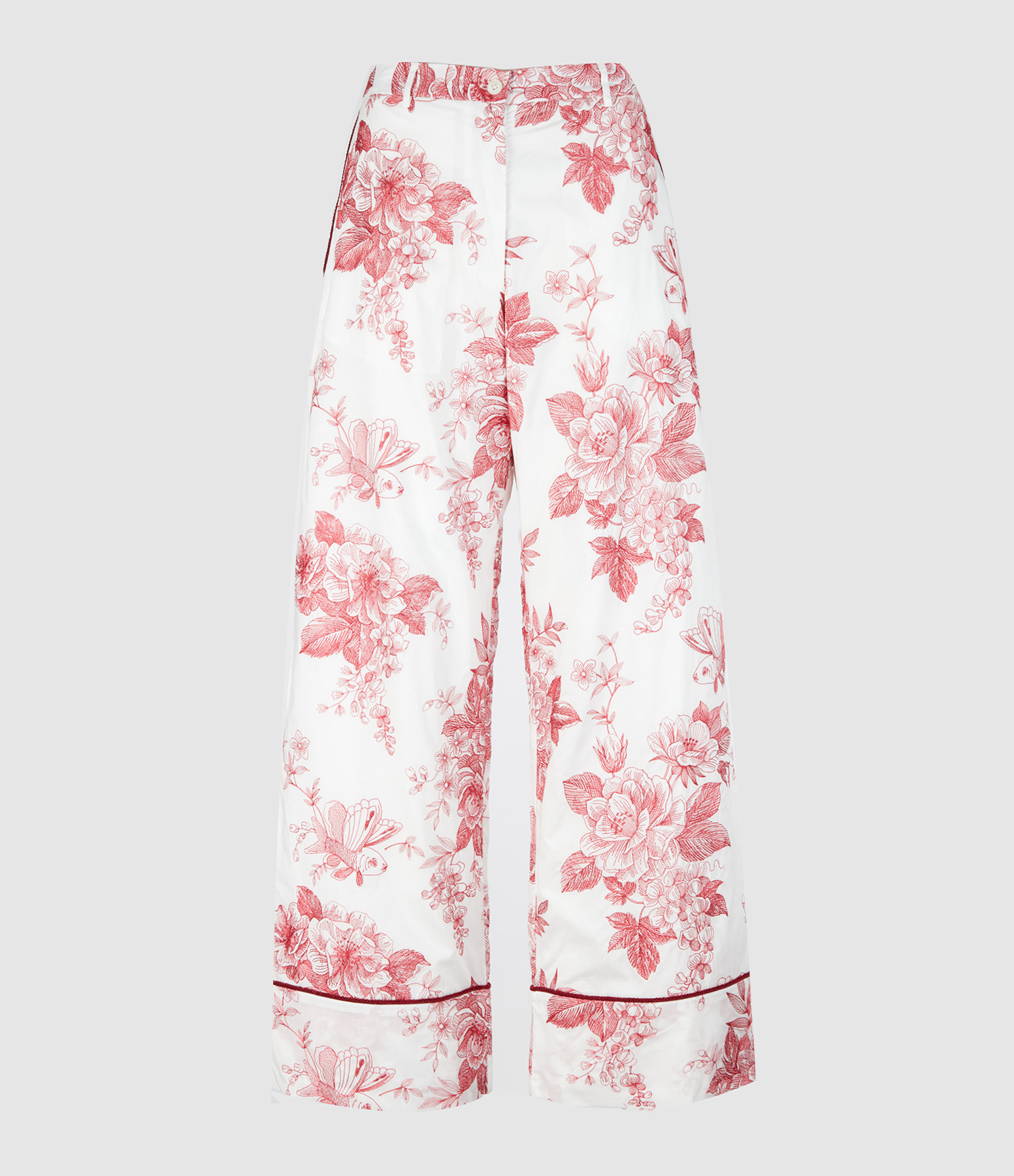 Evans Trousers, Ecru and Red Print