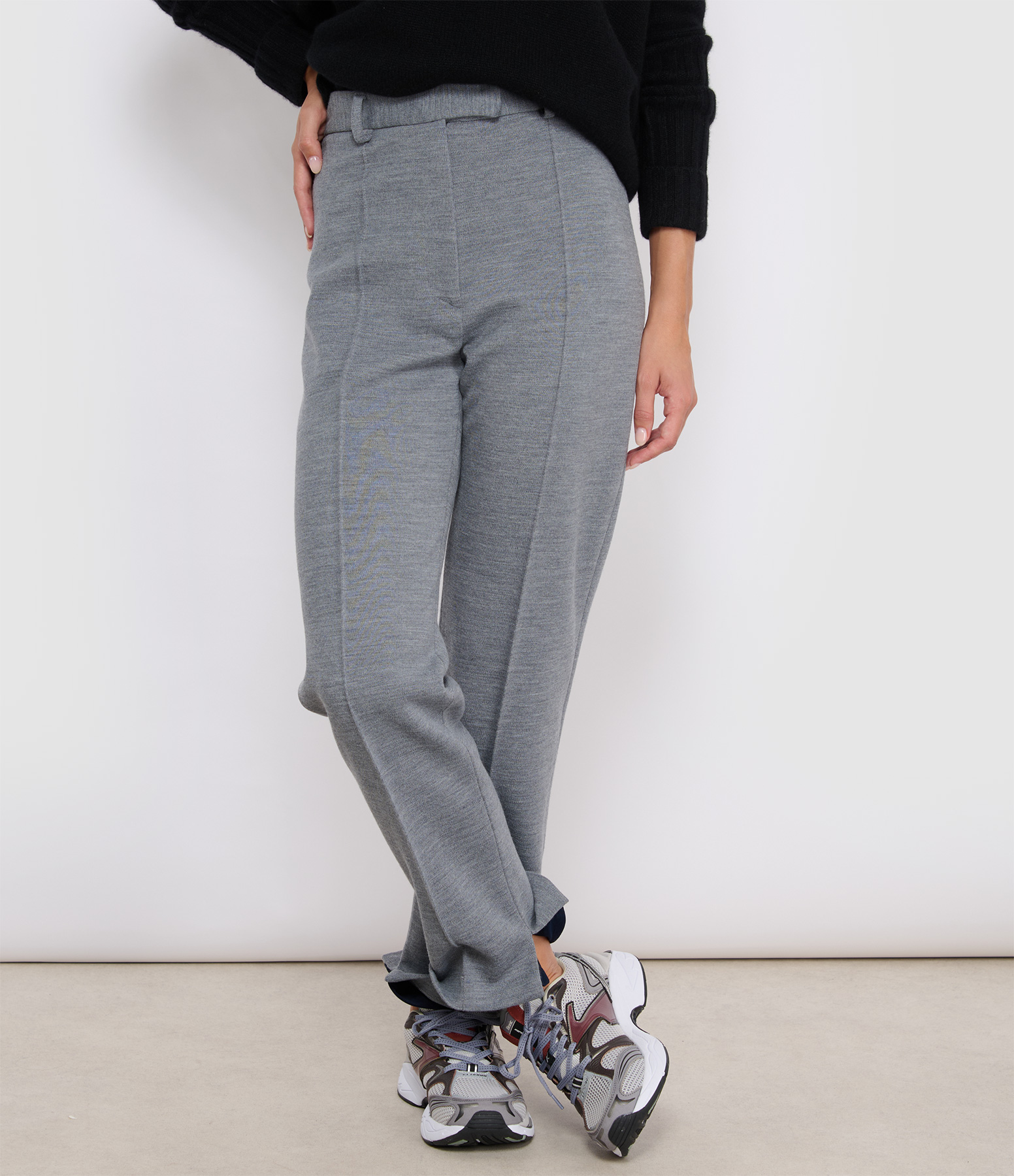 Grey Wool Papillon Trousers