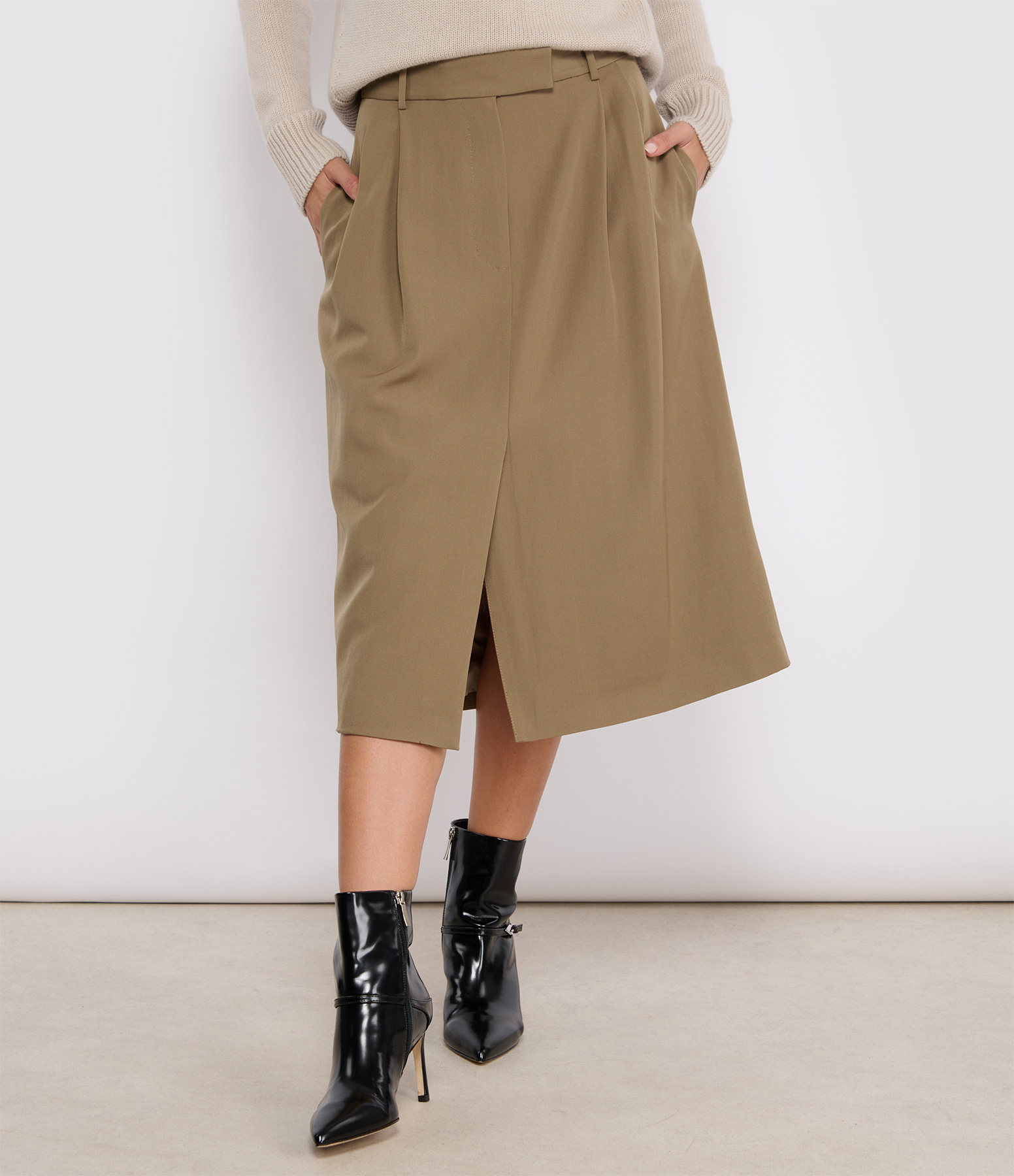 Elena Camel Wool Skirt