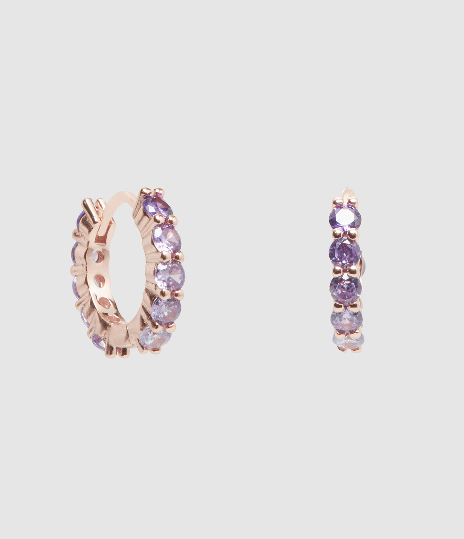 Miss Ju Rose Gold and Purple Hoop Earrings