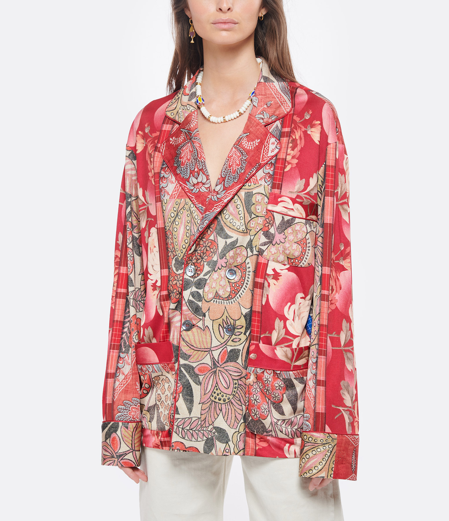 Febo Silk Jacket with Pink Print