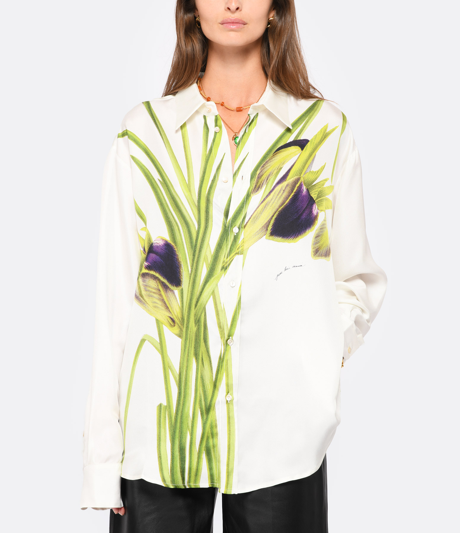 Aloe GOTS-Certified Silk Shirt with Floral Print