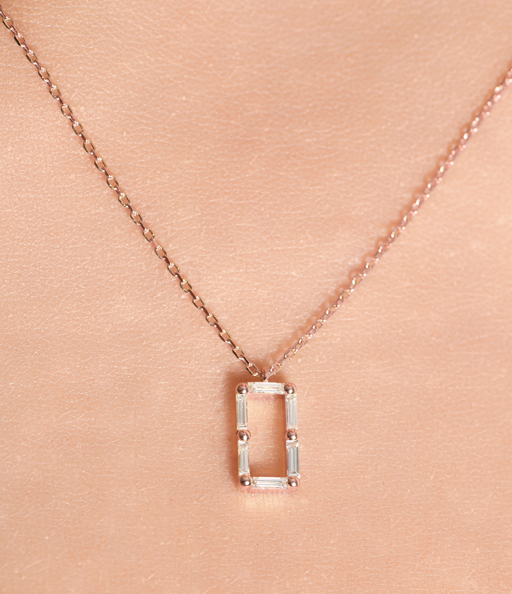 Number 0 Rose Gold Diamond Necklace
