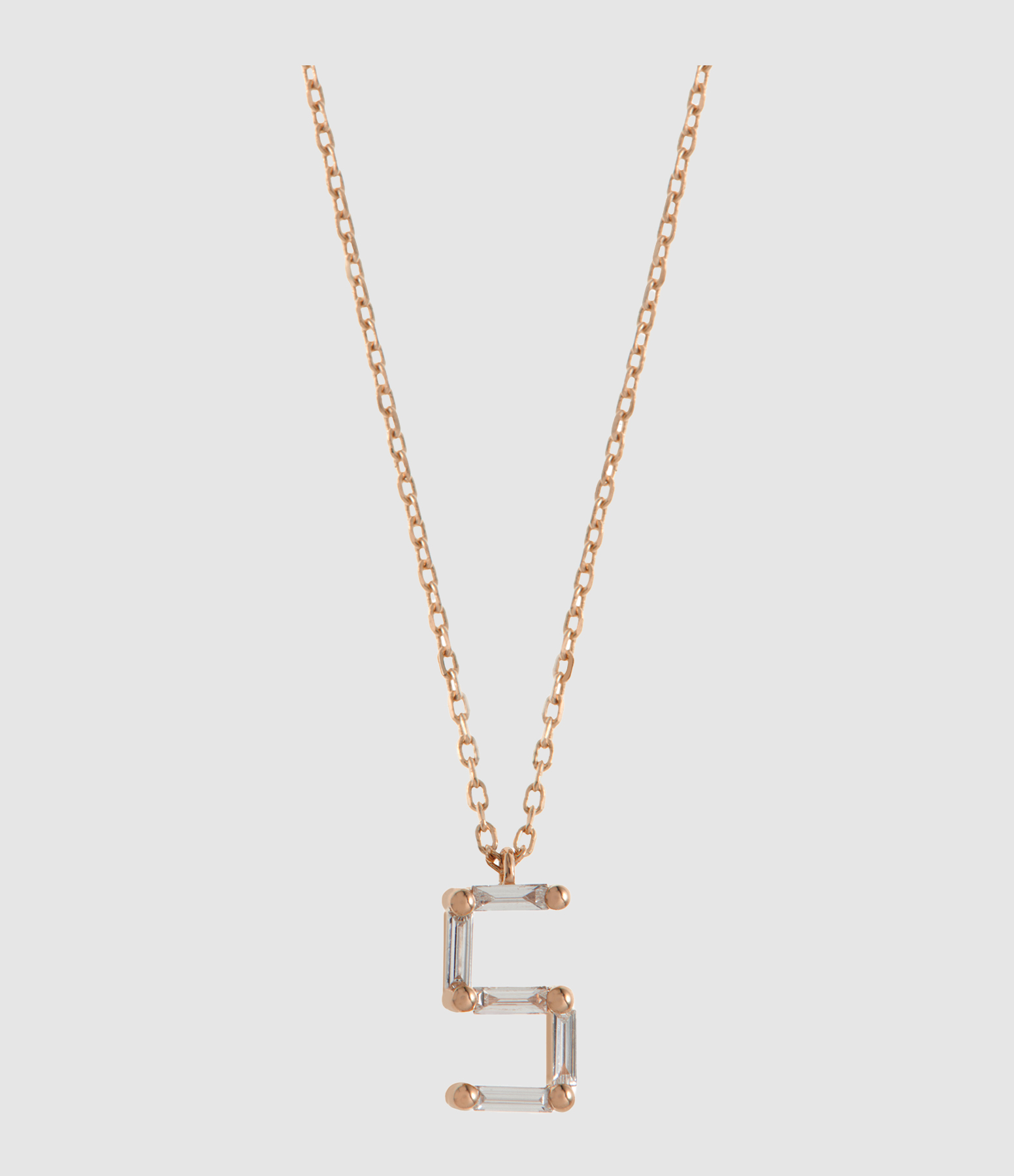 Number 5 Rose Gold Diamond Necklace