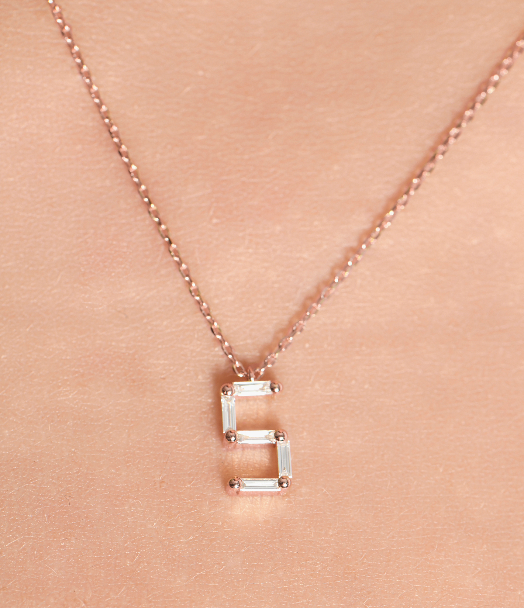 Number 5 Rose Gold Diamond Necklace