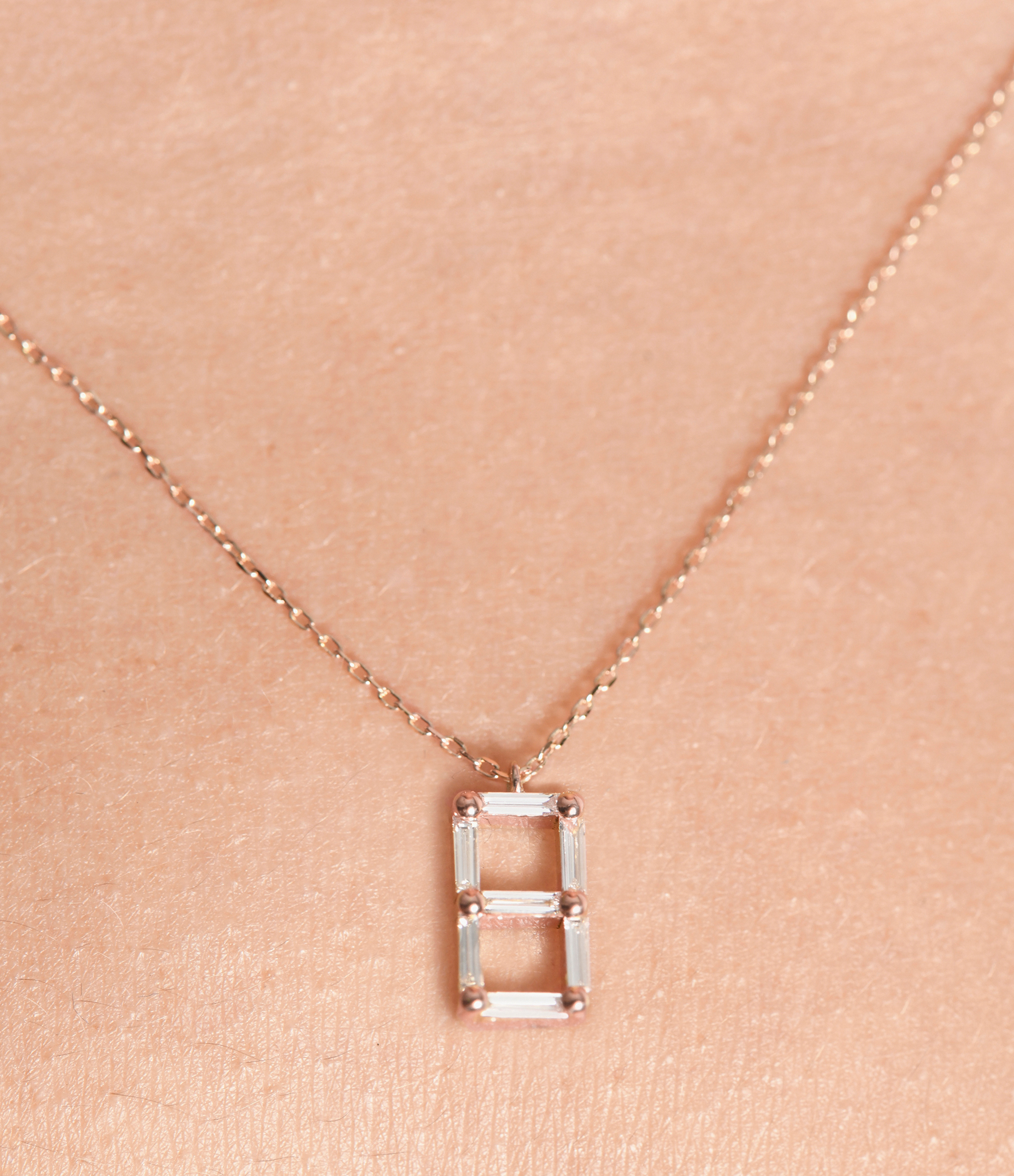 Number 8 Rose Gold Diamond Necklace