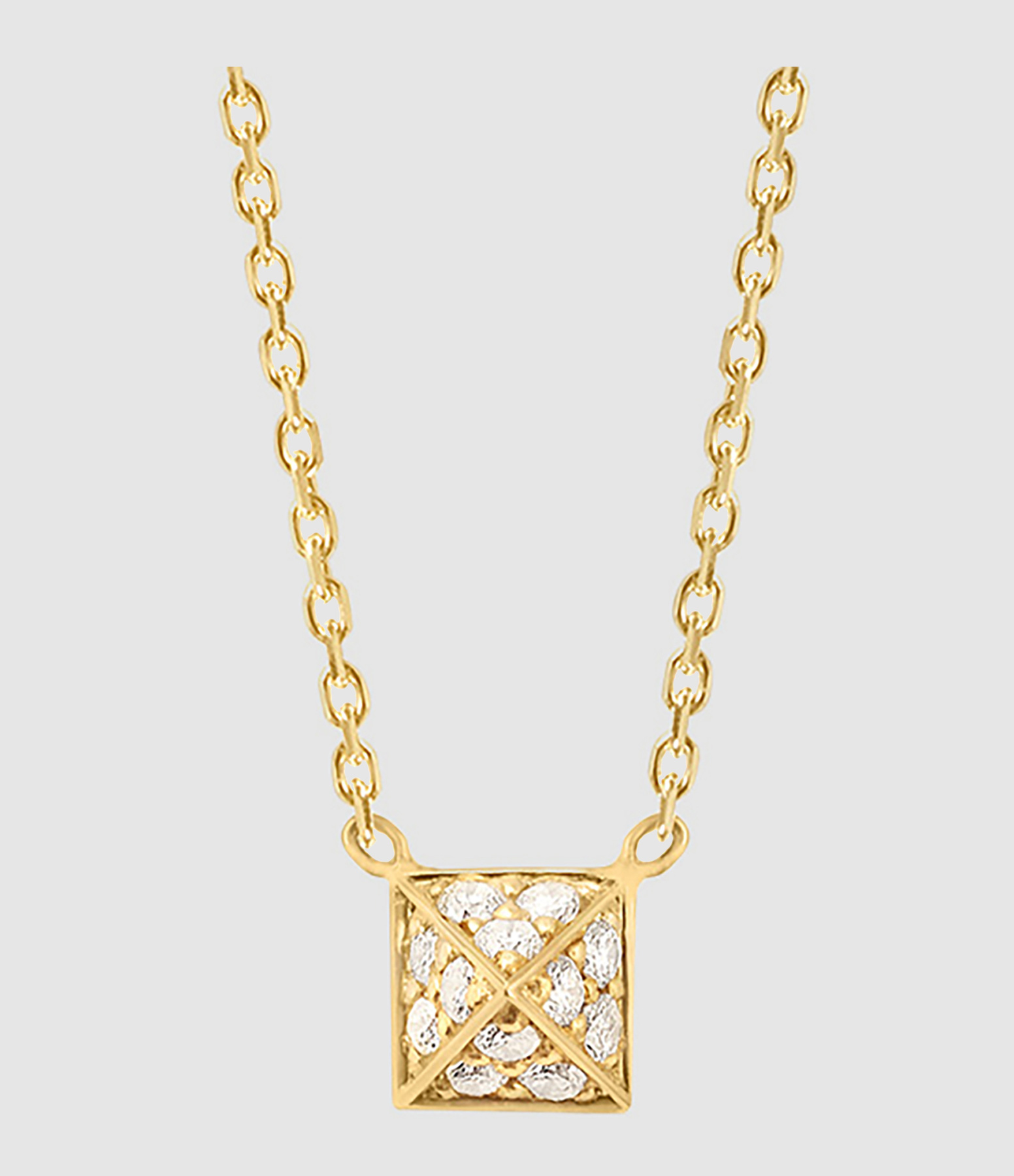Yellow Gold Pyramidal Forçat Necklace with Polished Diamonds