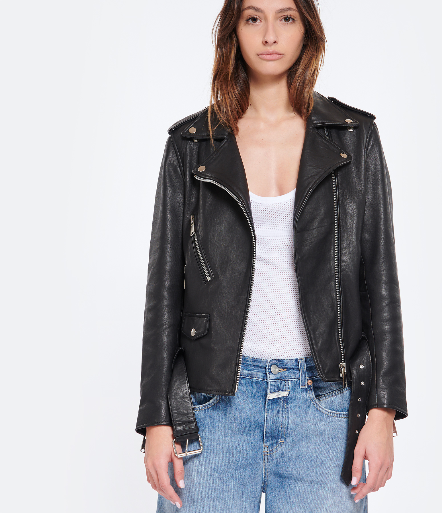 Mitchell Black Leather Biker Jacket